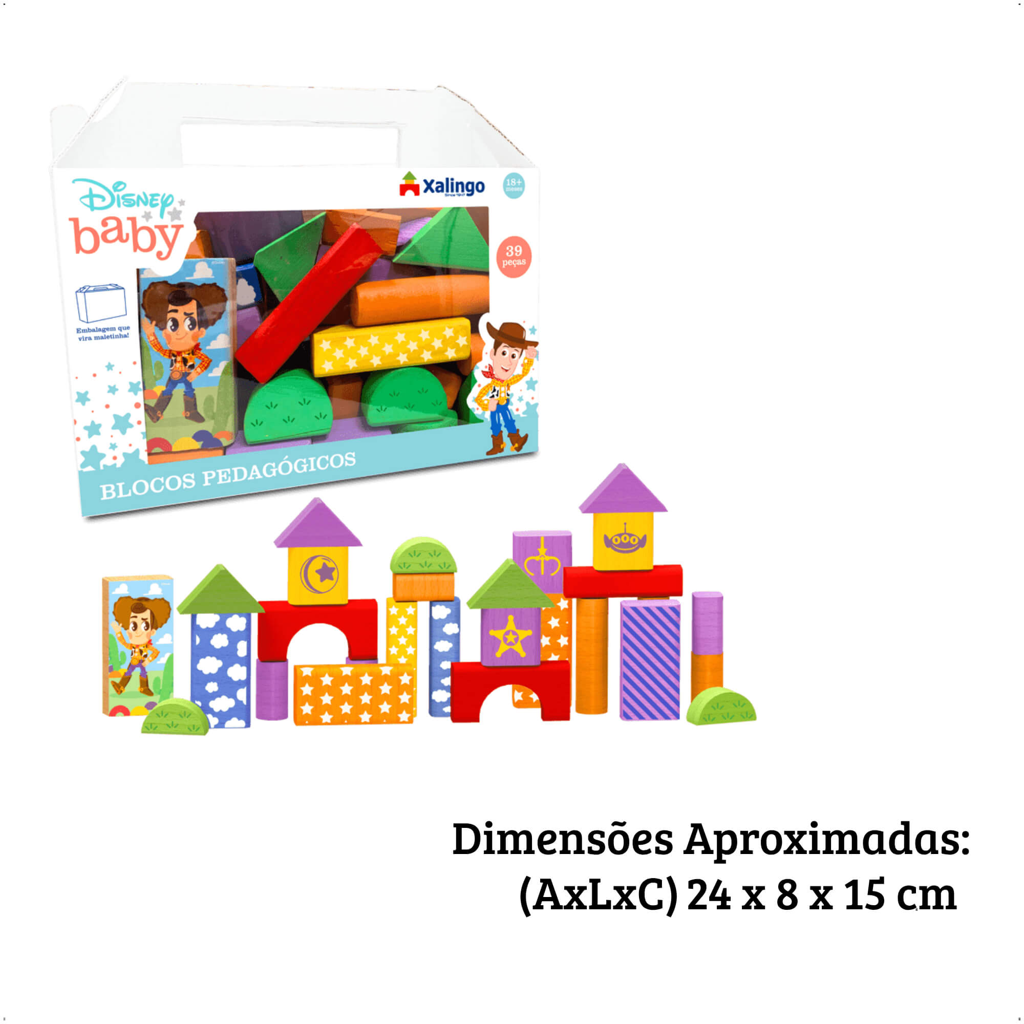 Brinquedo Blocos Pedagógicos Toy Story Disney Baby 39 Peças Xalingo - 13187