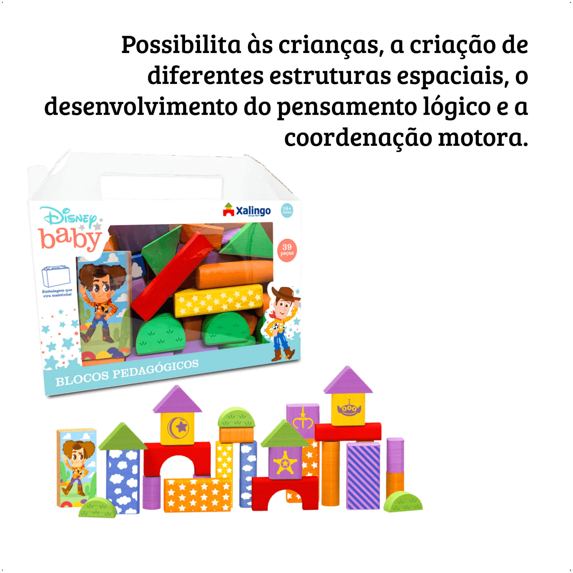 Brinquedo Blocos Pedagógicos Toy Story Disney Baby 39 Peças Xalingo - 13187