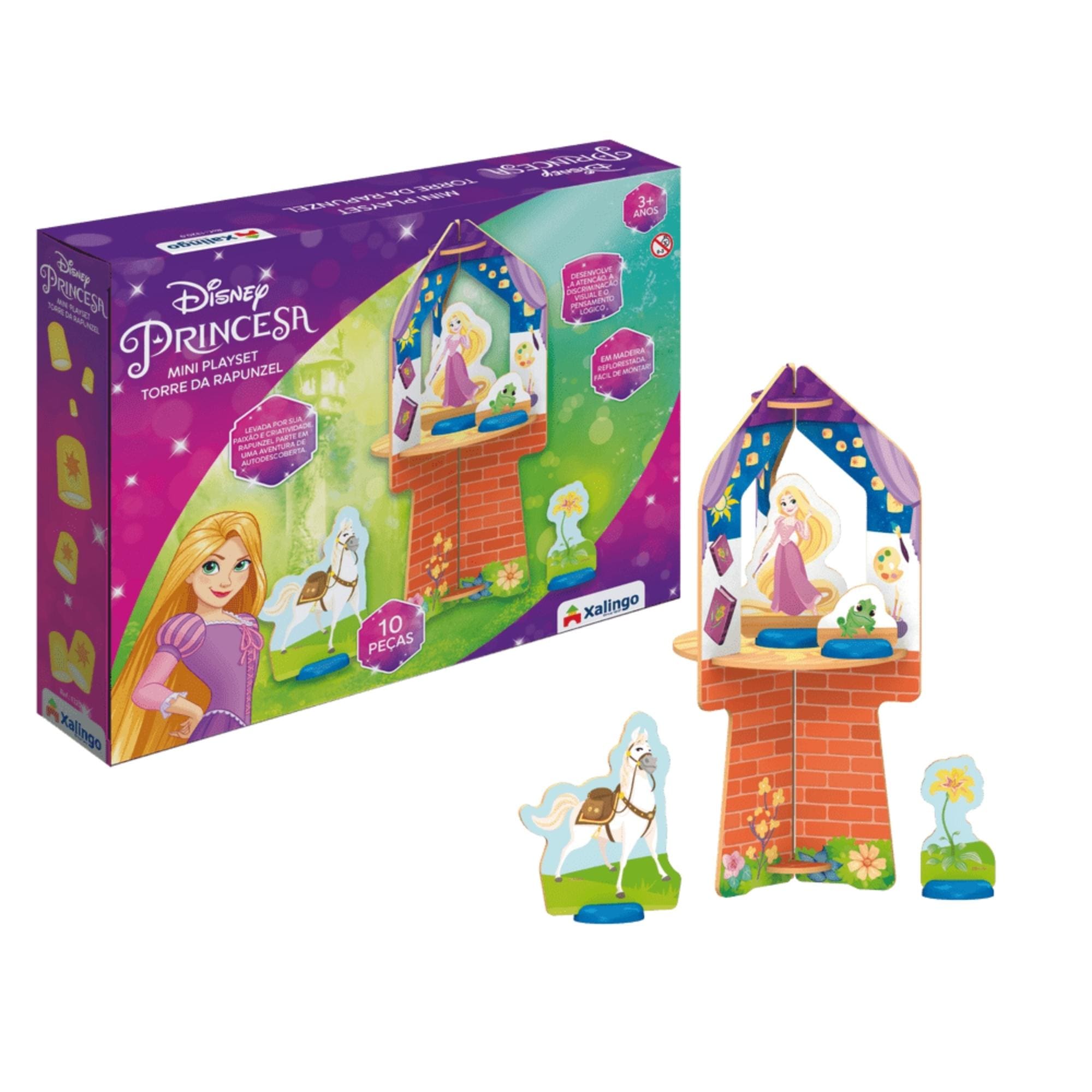 Brinquedo Playset Torre Rapunzel Disney Princesas 10 Peças p/ Crianças 3+ Anos Xalingo - 13209