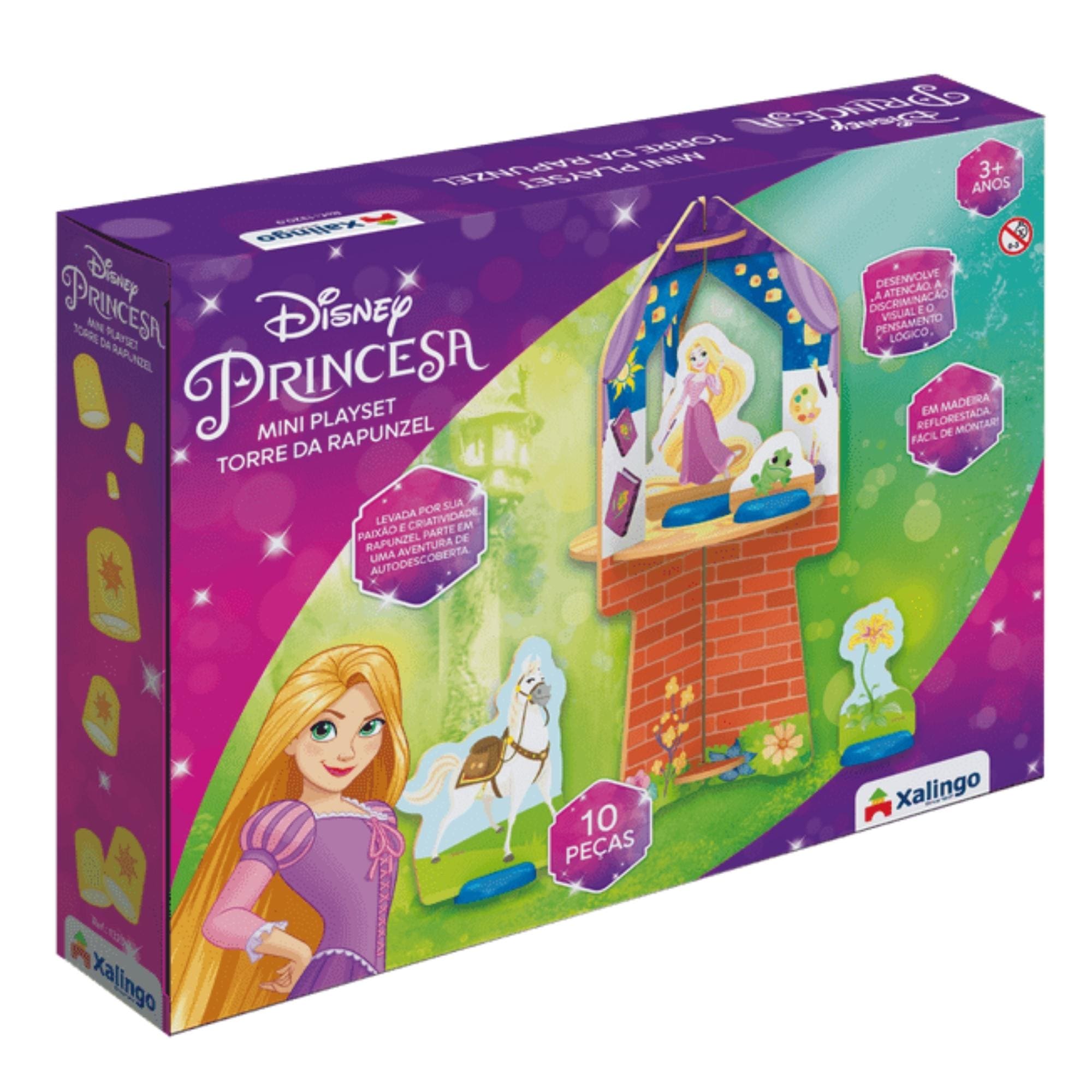 Brinquedo Playset Torre Rapunzel Disney Princesas 10 Peças p/ Crianças 3+ Anos Xalingo - 13209