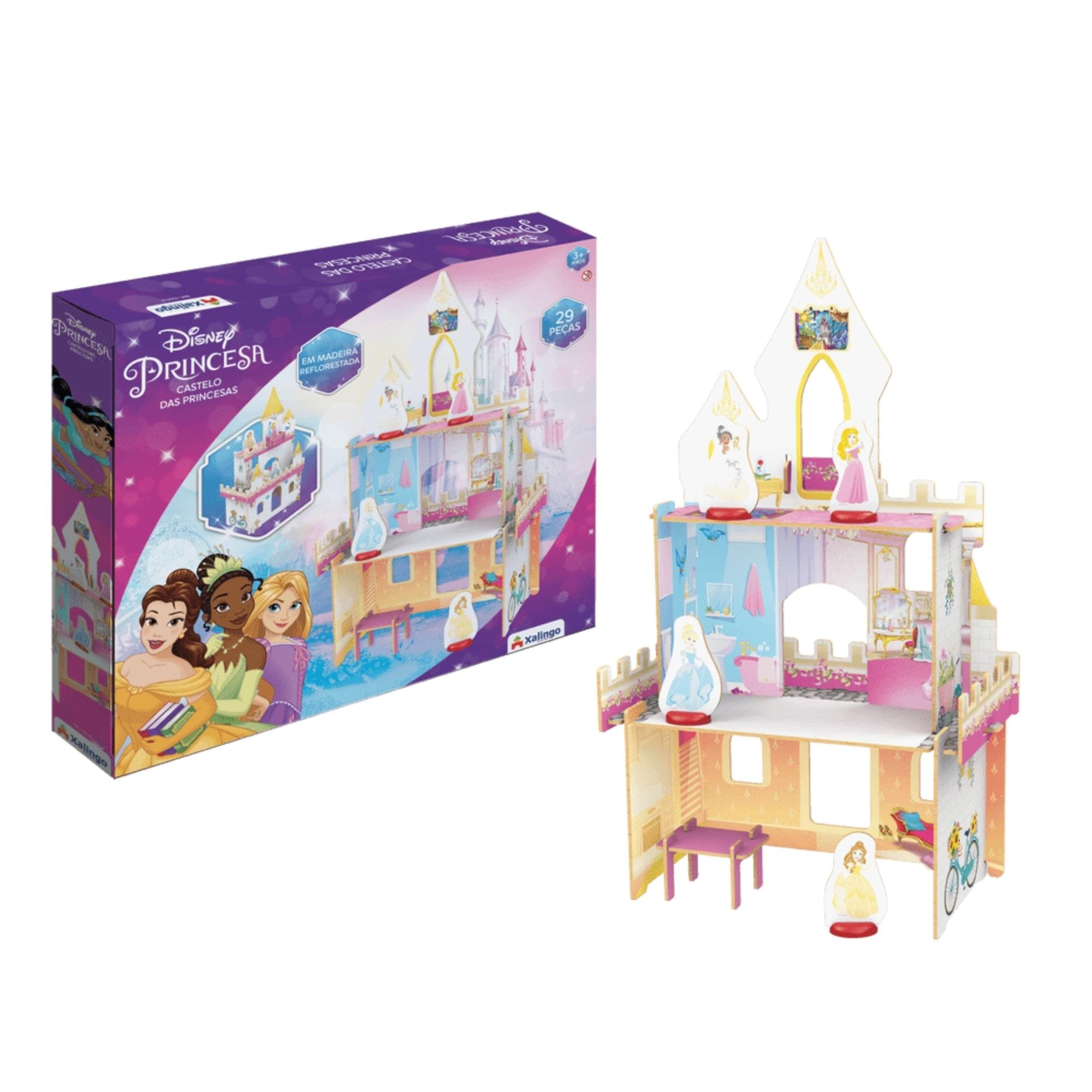 Brinquedo Playset Castelo das Princesas Disney 29 Peças p/ Crianças 3+ Anos Xalingo - 13210