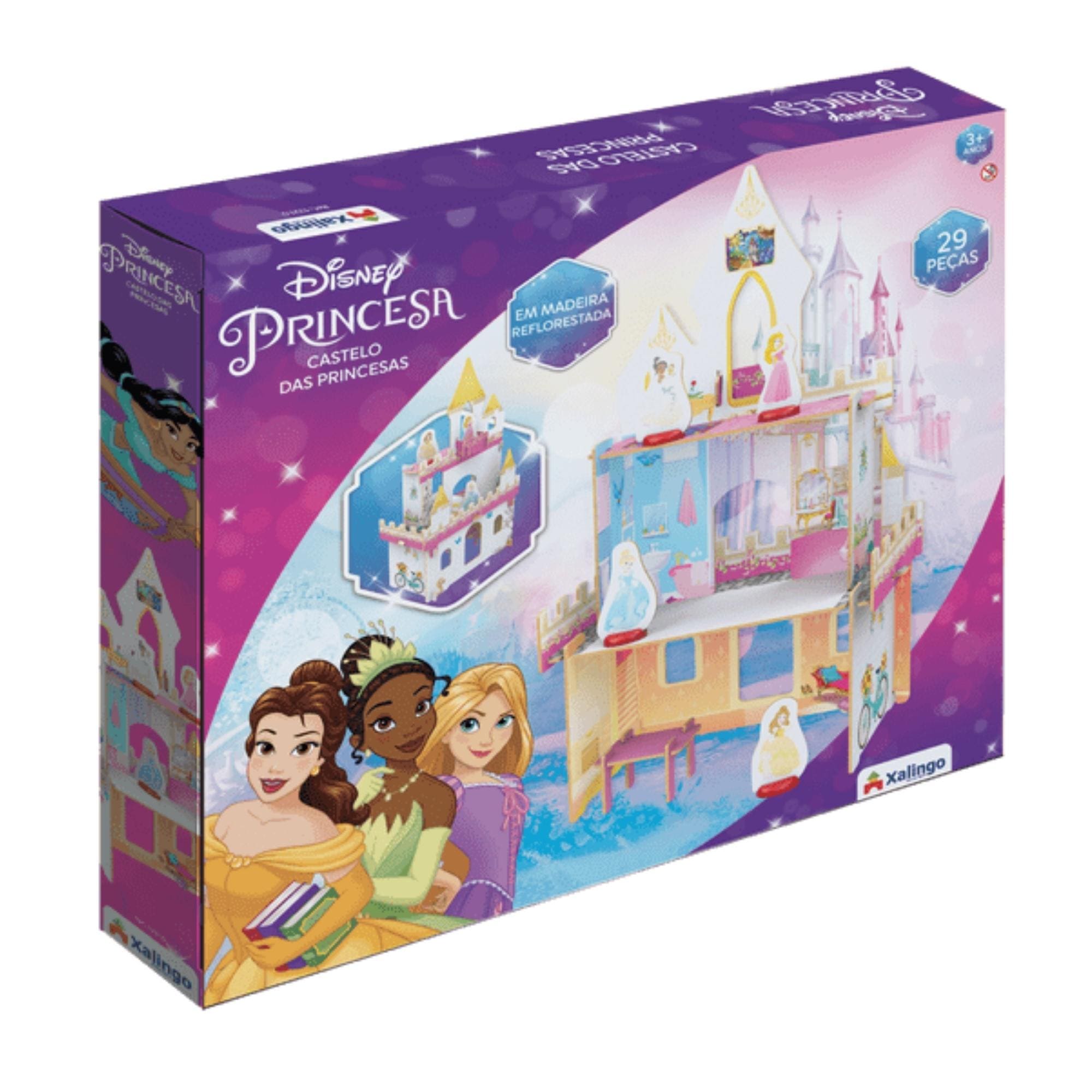 Brinquedo Playset Castelo das Princesas Disney 29 Peças p/ Crianças 3+ Anos Xalingo - 13210