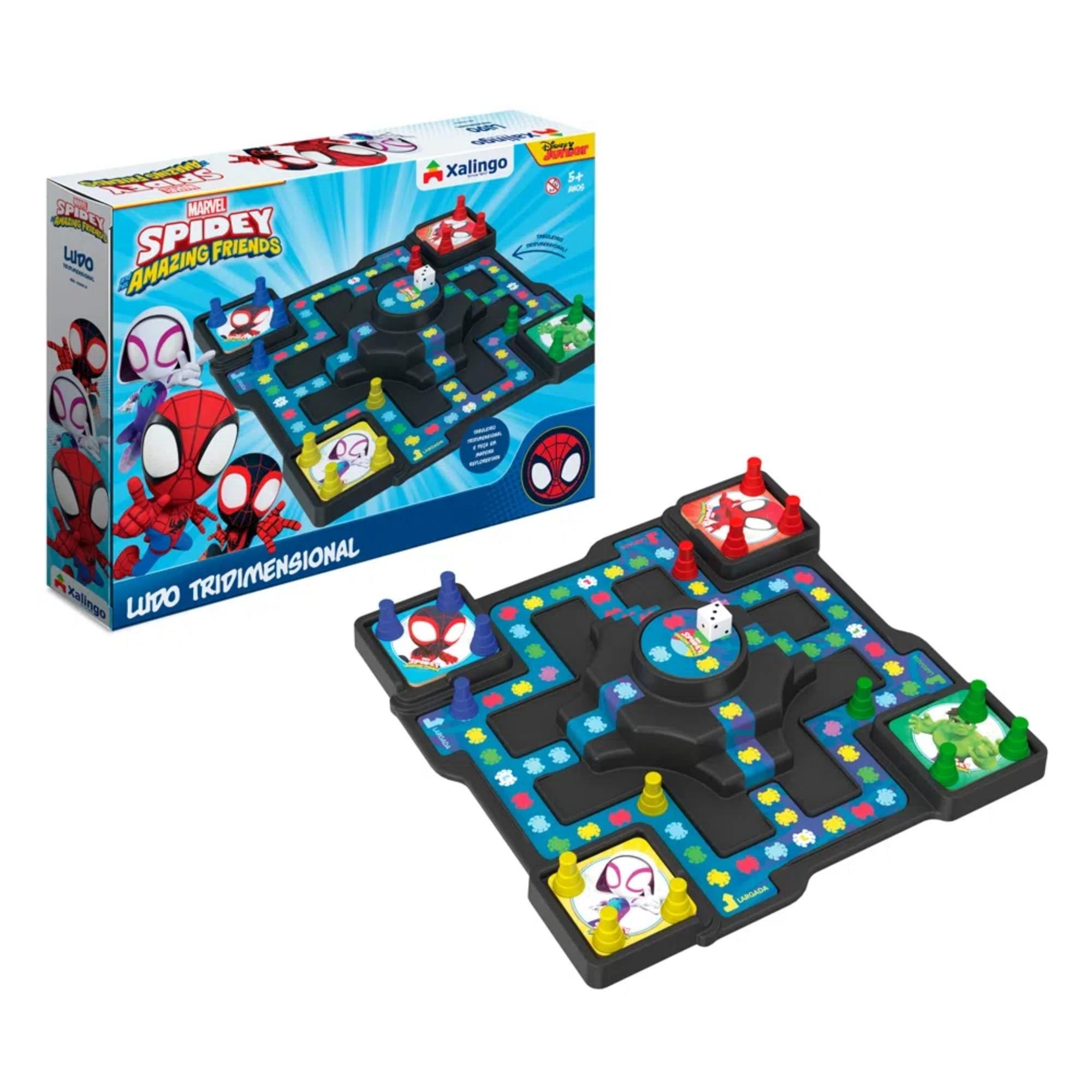 Jogo de Ludo Tridimensional Avengers Spidey Recomendado p/ Crianças 5+ Anos Xalingo - 13276