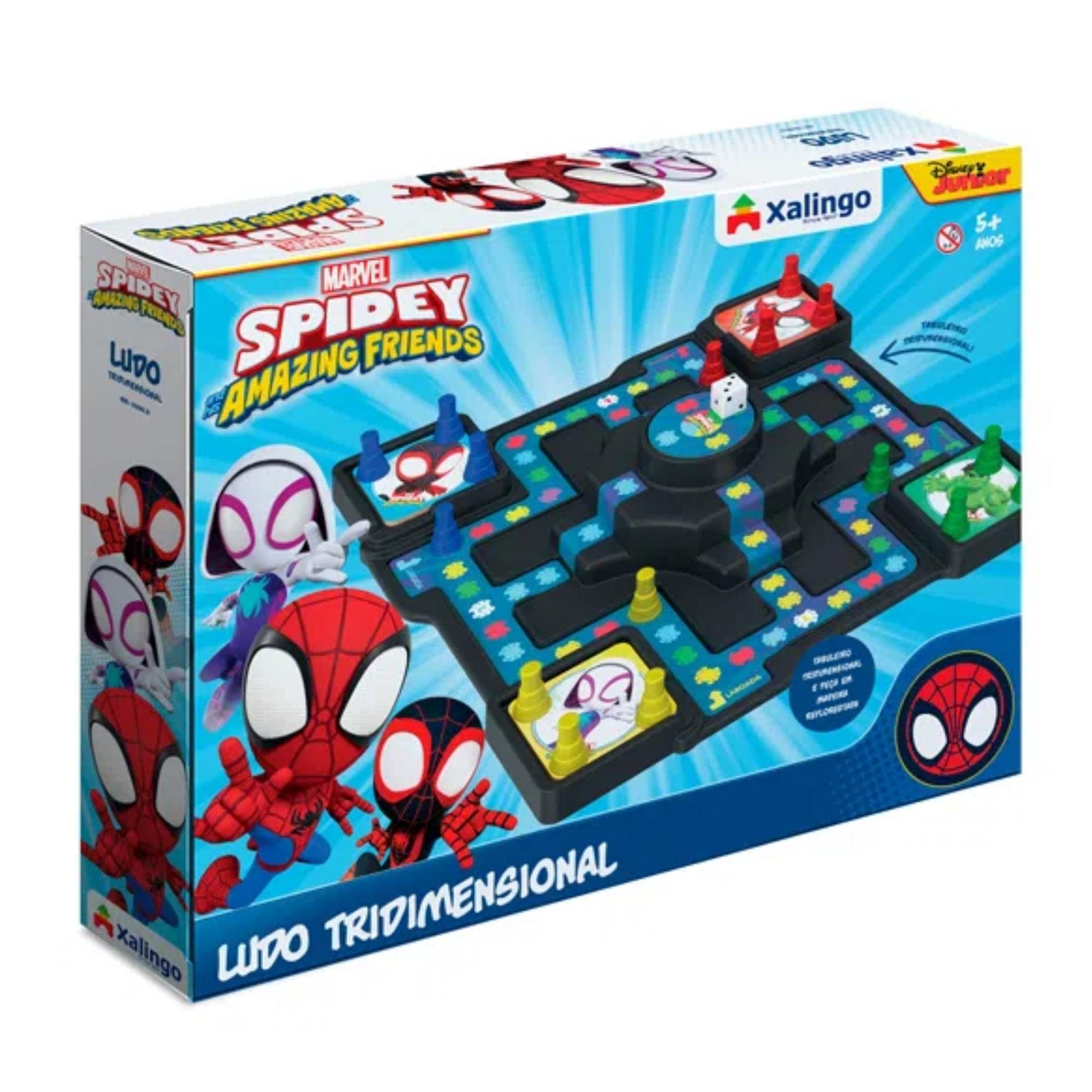 Jogo de Ludo Tridimensional Avengers Spidey Recomendado p/ Crianças 5+ Anos Xalingo - 13276