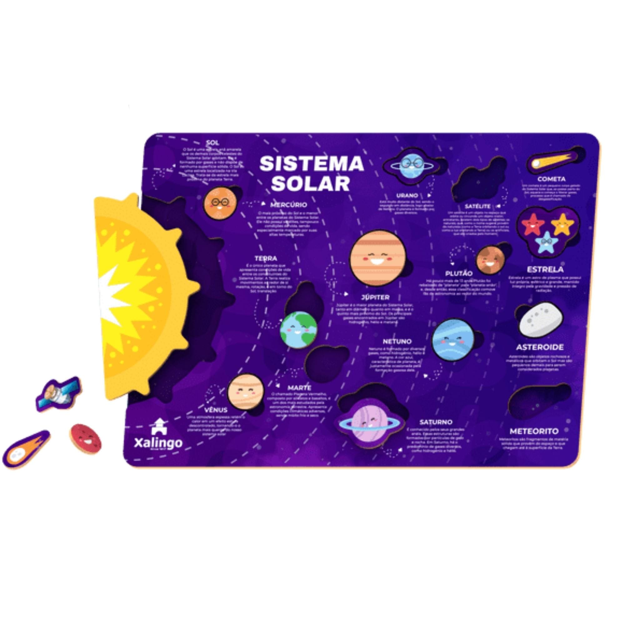 Jogo Steam Quebra-Cabeça Educativo Encaixe Sistema Solar 15 Pçs p/ Crianças +6 Anos Xalingo 17443
