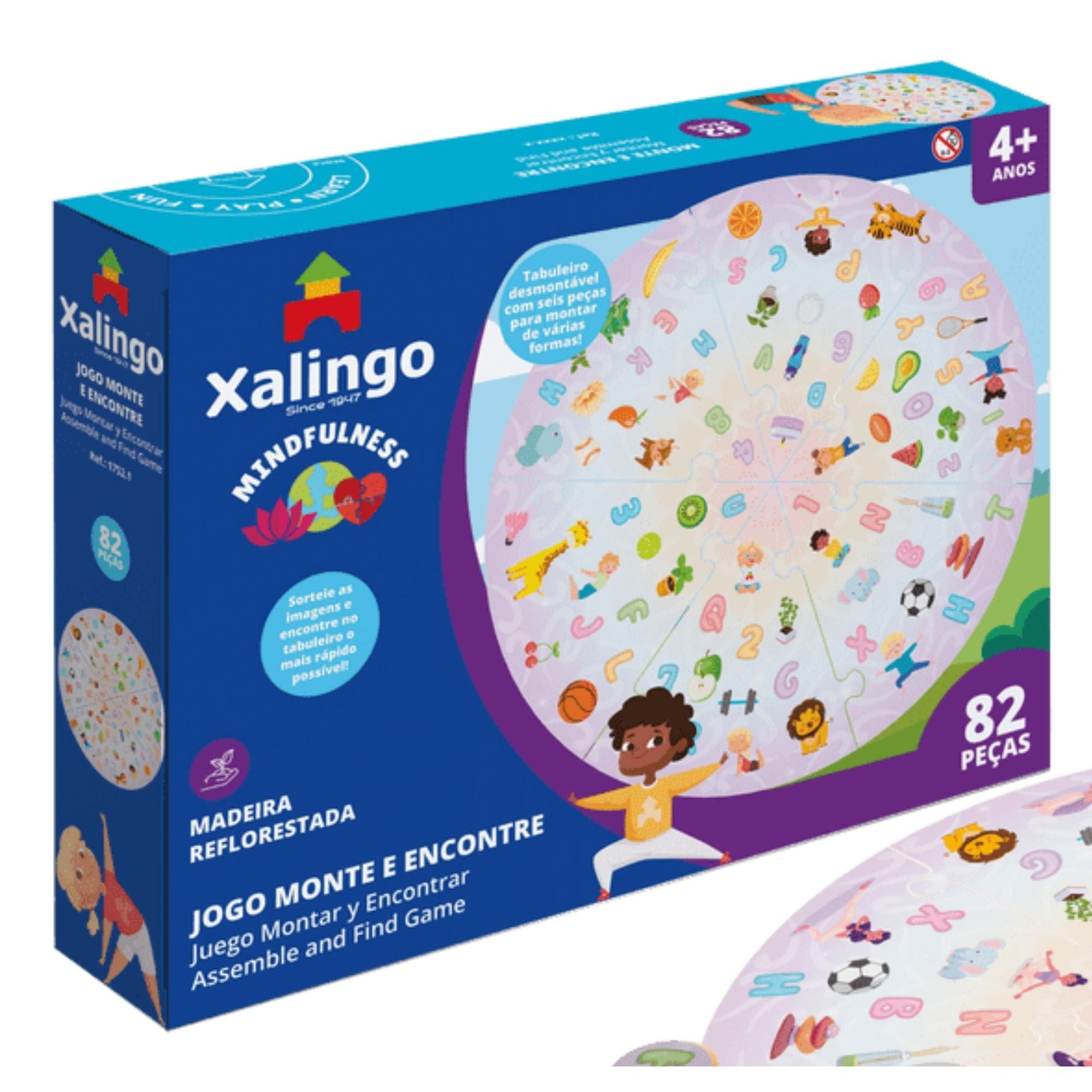 Jogo Quebra-Cabeça Monte e Encontre 82 Peças para Crianças a Partir de 4 Anos Xalingo - 17521