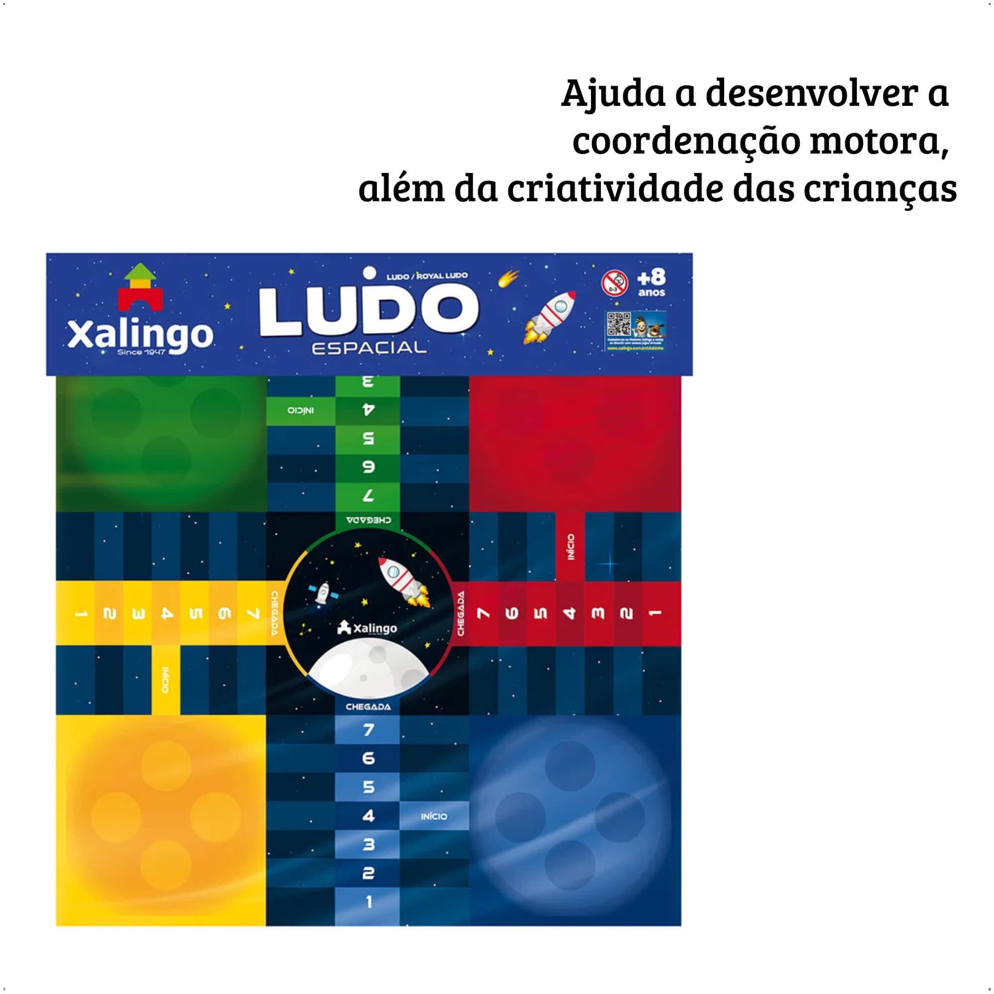 Brinquedo Ludo Espacial Desenvolve a Coordenação Motora Criatividade Xalingo - 17554