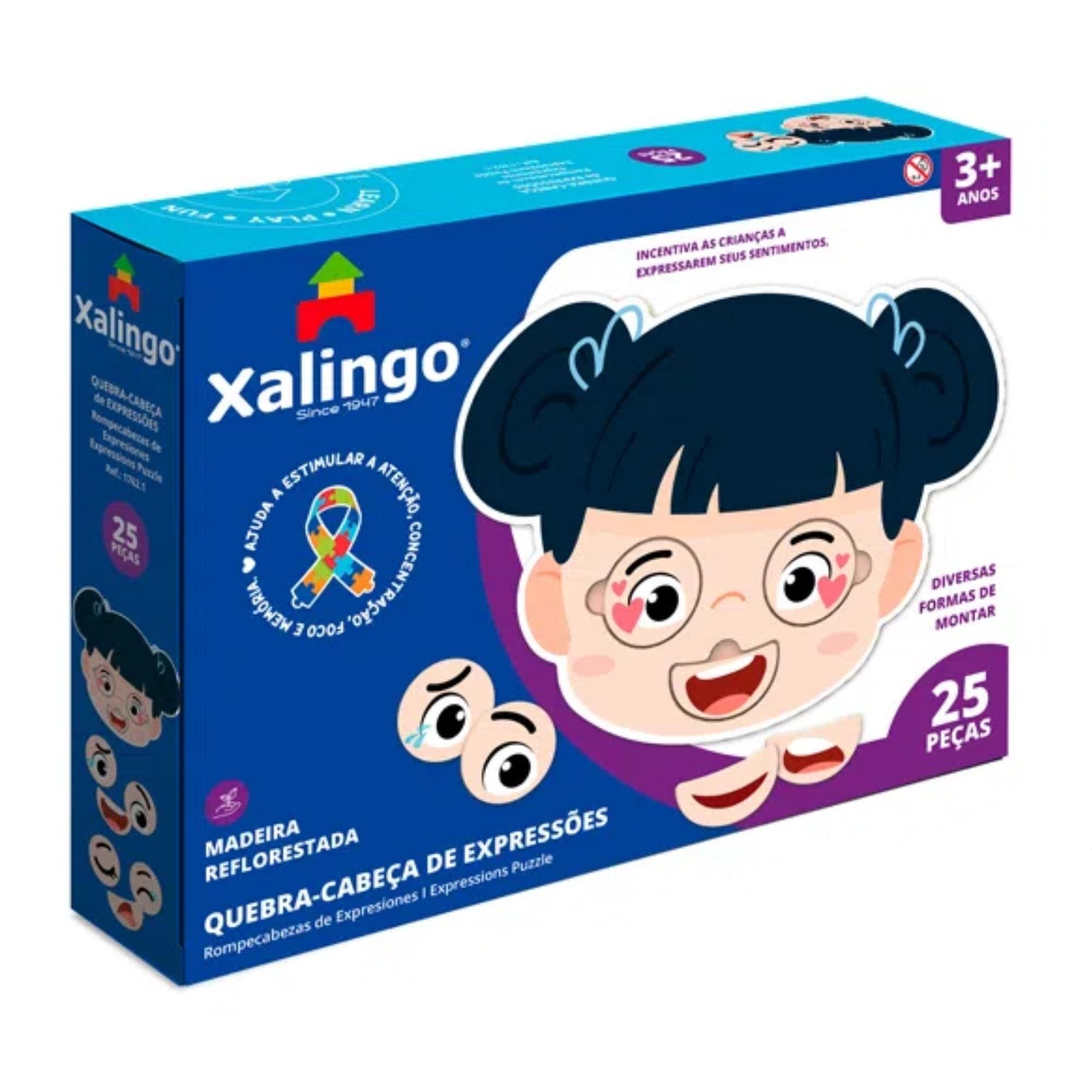 Jogo Quebra-cabeça de Encaixe Expressões II 25 peças para Crianças +3 Anos Xalingo - 17621