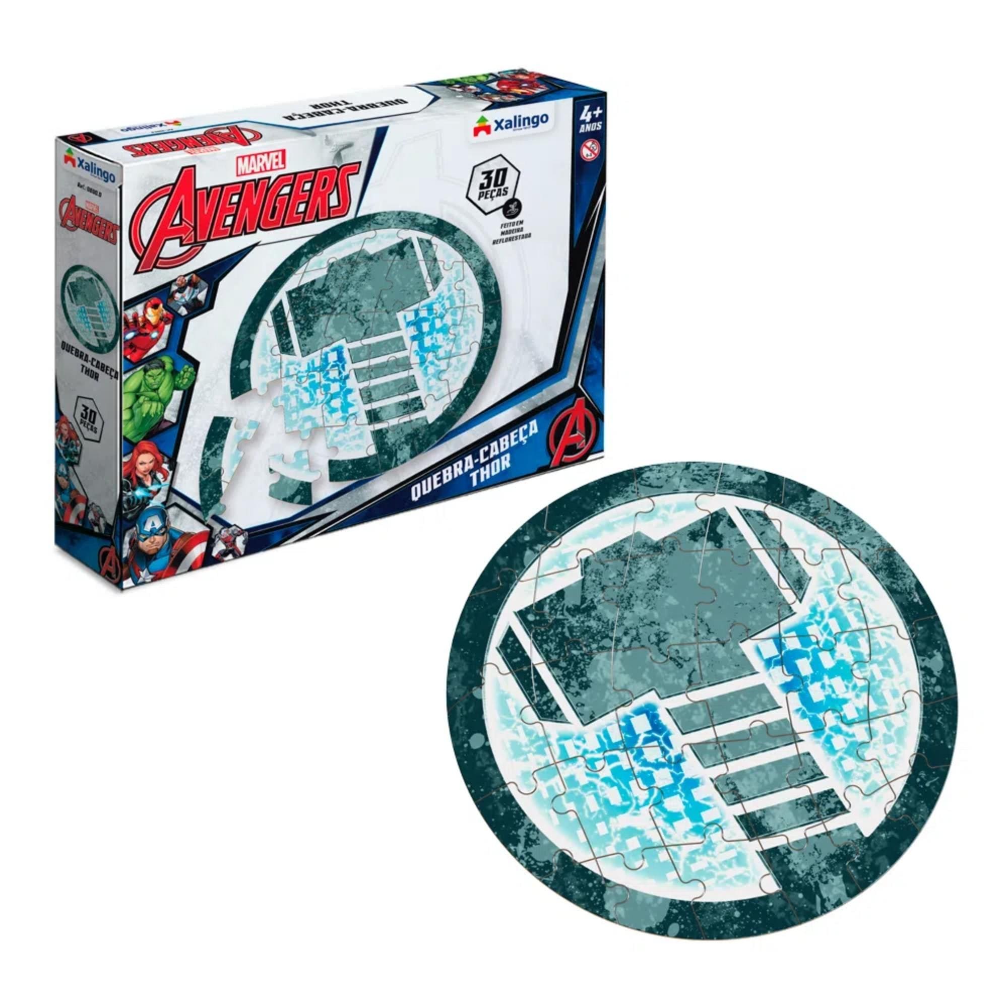 Quebra-Cabeça Avengers Thor 30 Peças para Crianças a Partir de 4 Anos Xalingo - 17732