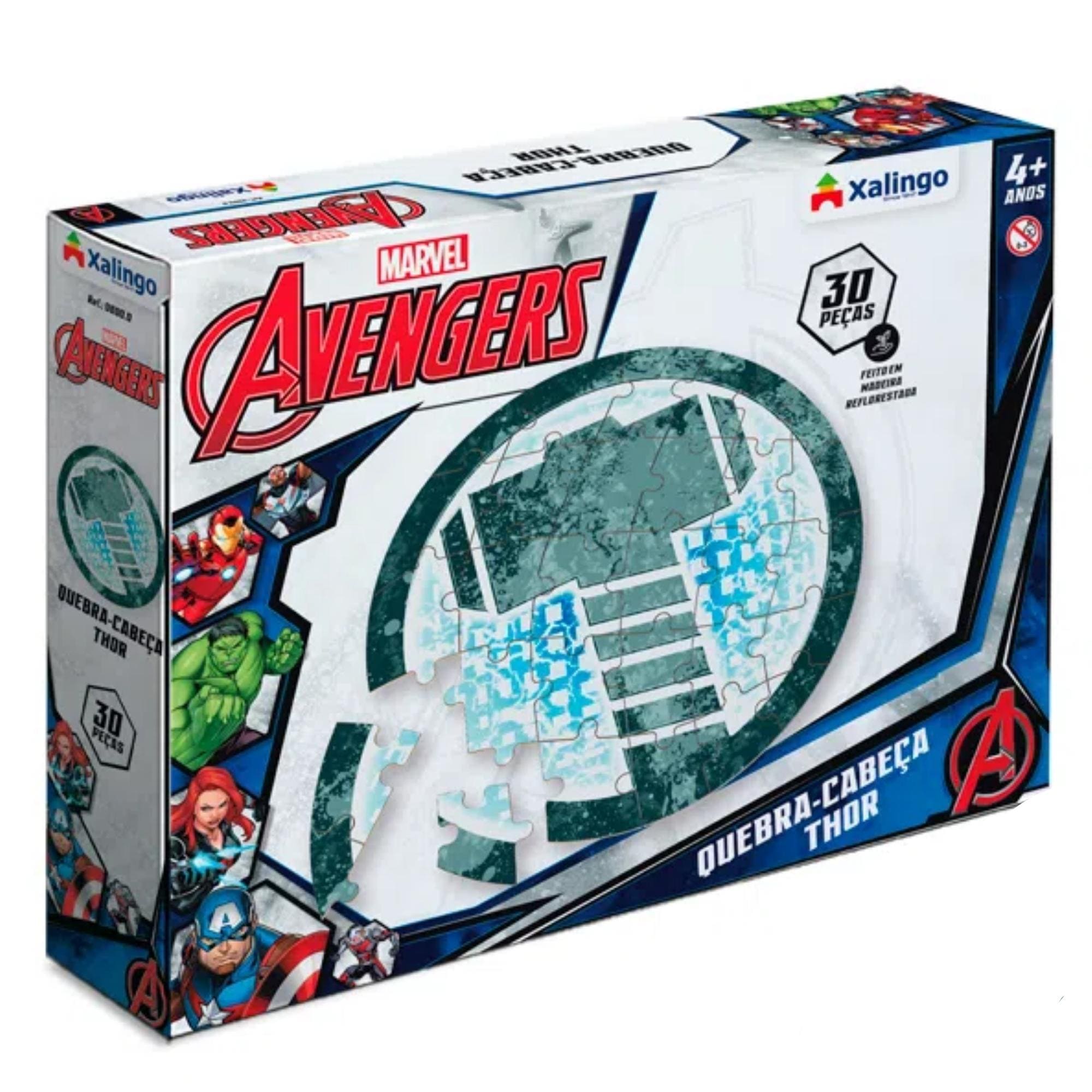 Quebra-Cabeça Avengers Thor 30 Peças para Crianças a Partir de 4 Anos Xalingo - 17732