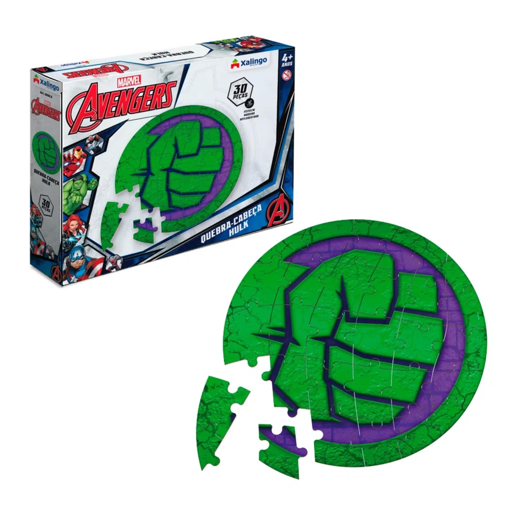 Quebra-Cabeça Avengers Hulk 30 Peças para Crianças a Partir de 4 Anos Xalingo - 17743