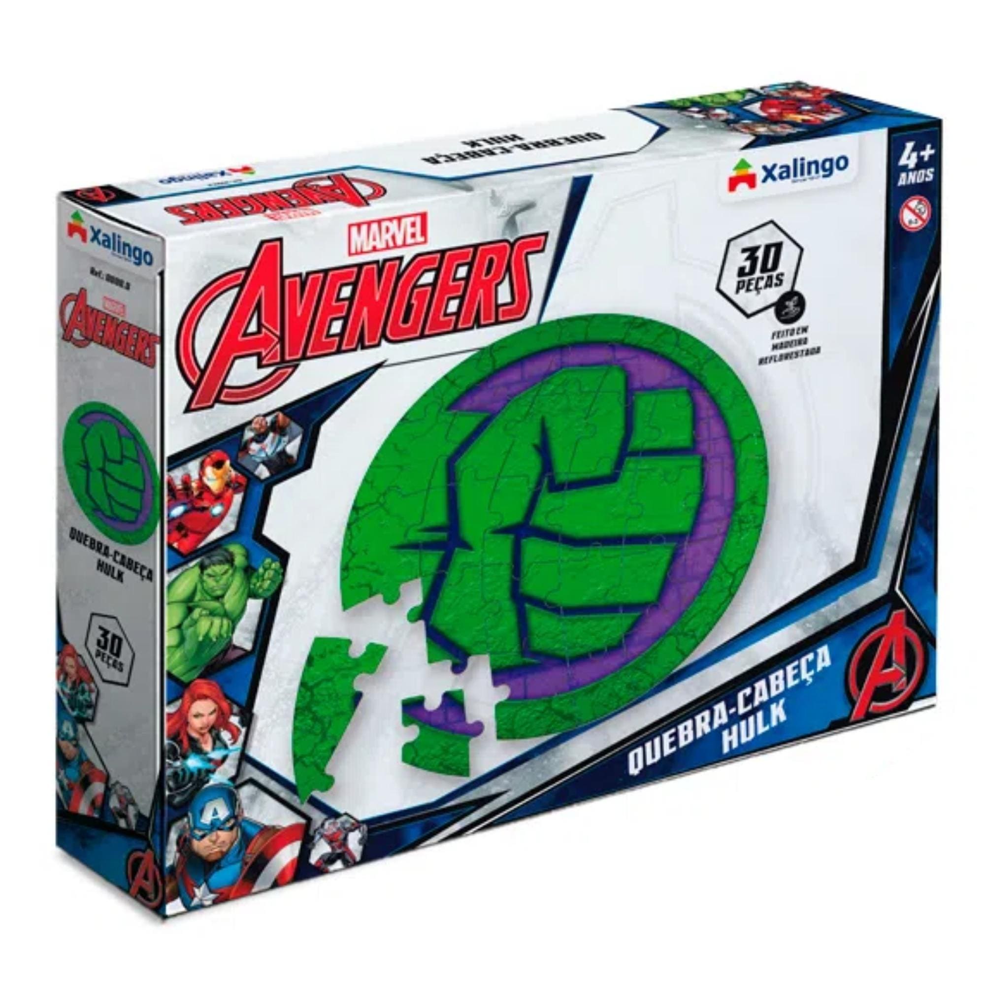 Quebra-Cabeça Avengers Hulk 30 Peças para Crianças a Partir de 4 Anos Xalingo - 17743