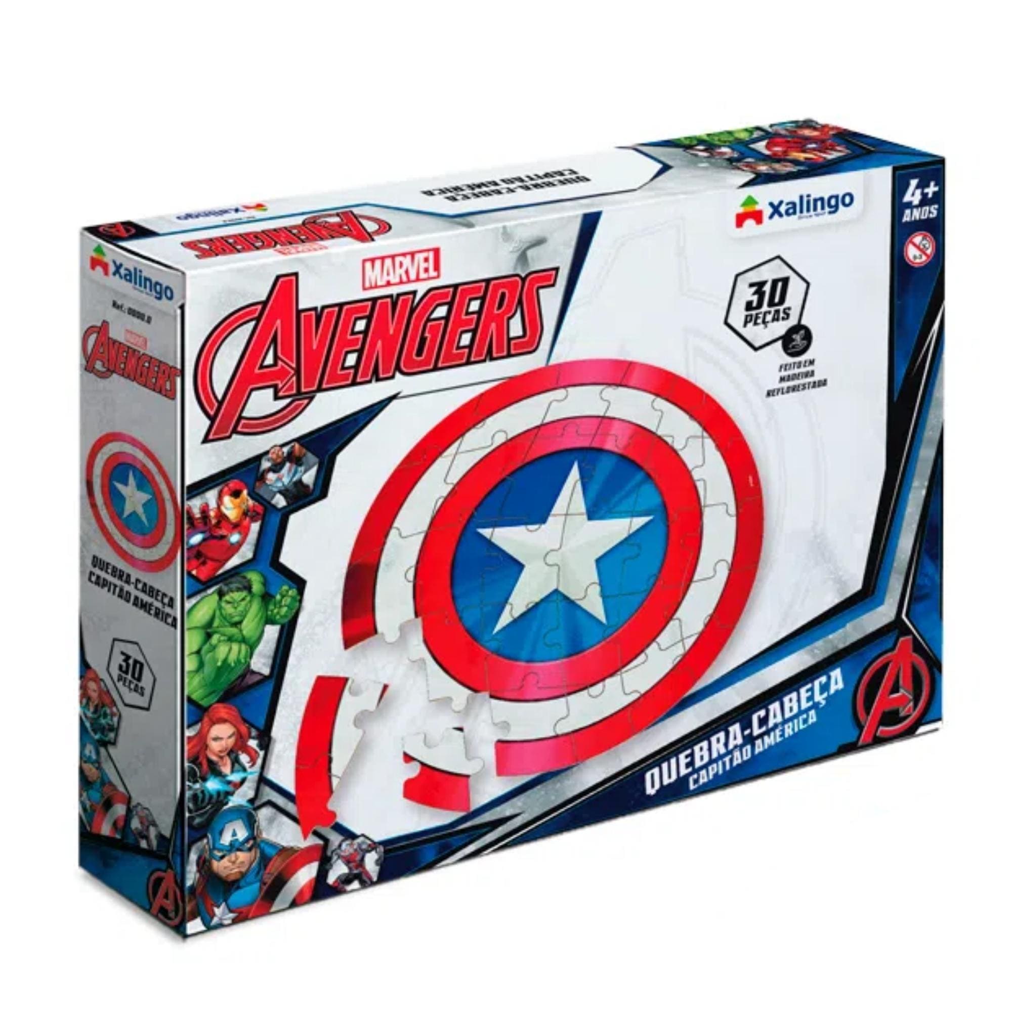 Quebra-Cabeça Avengers Capitão América 30 Peças para Crianças a Partir de 4 Anos Xalingo -17754