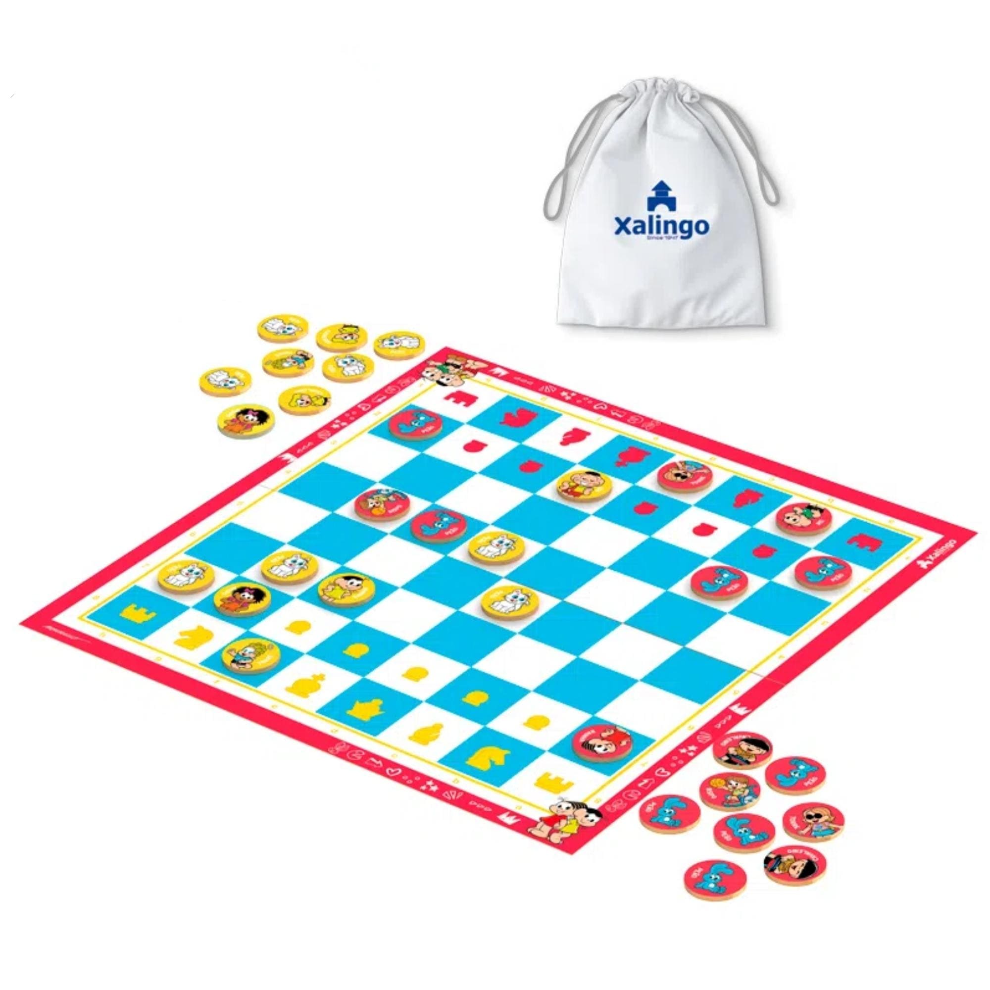 Jogo de Xadrez Infantil Meu Primeiro Xadrez Turma da Mônica para Crianças +6 Anos Xalingo - 17776