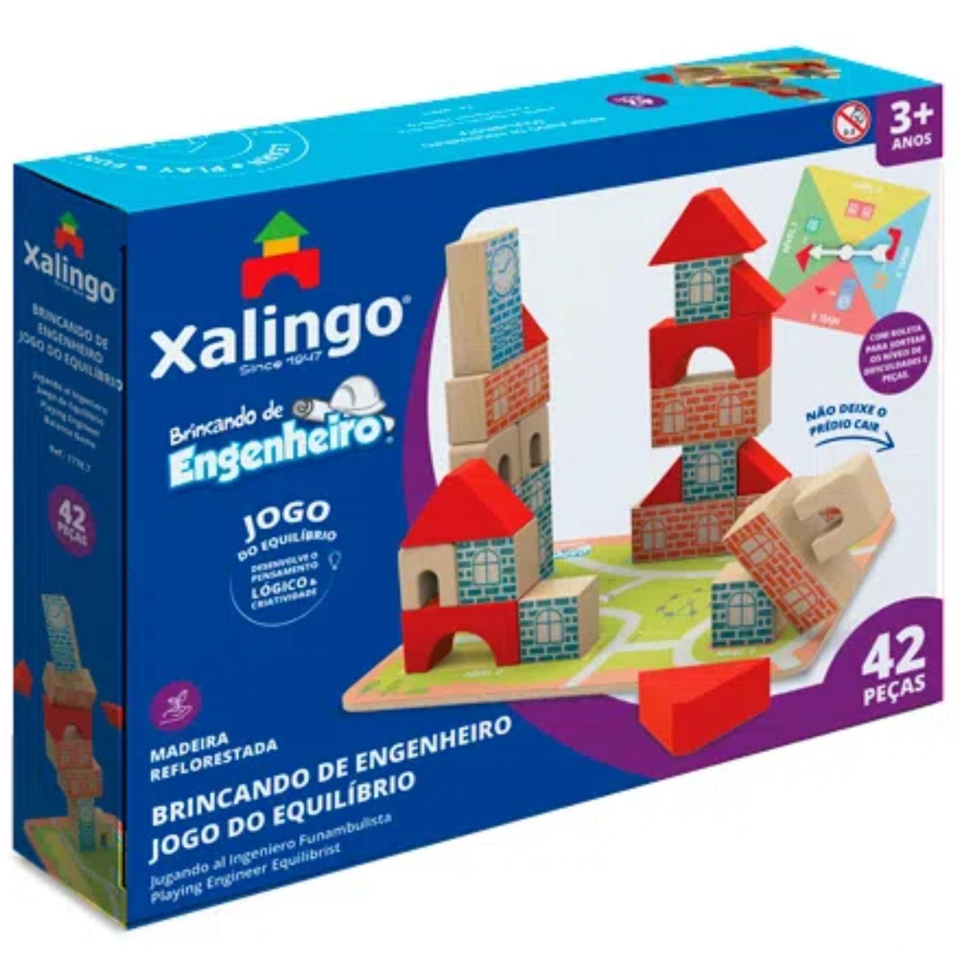 Brincando de Engenheiro Blocos de Montar Jogo do Equilíbrio 42 Peças Xalingo - 17787