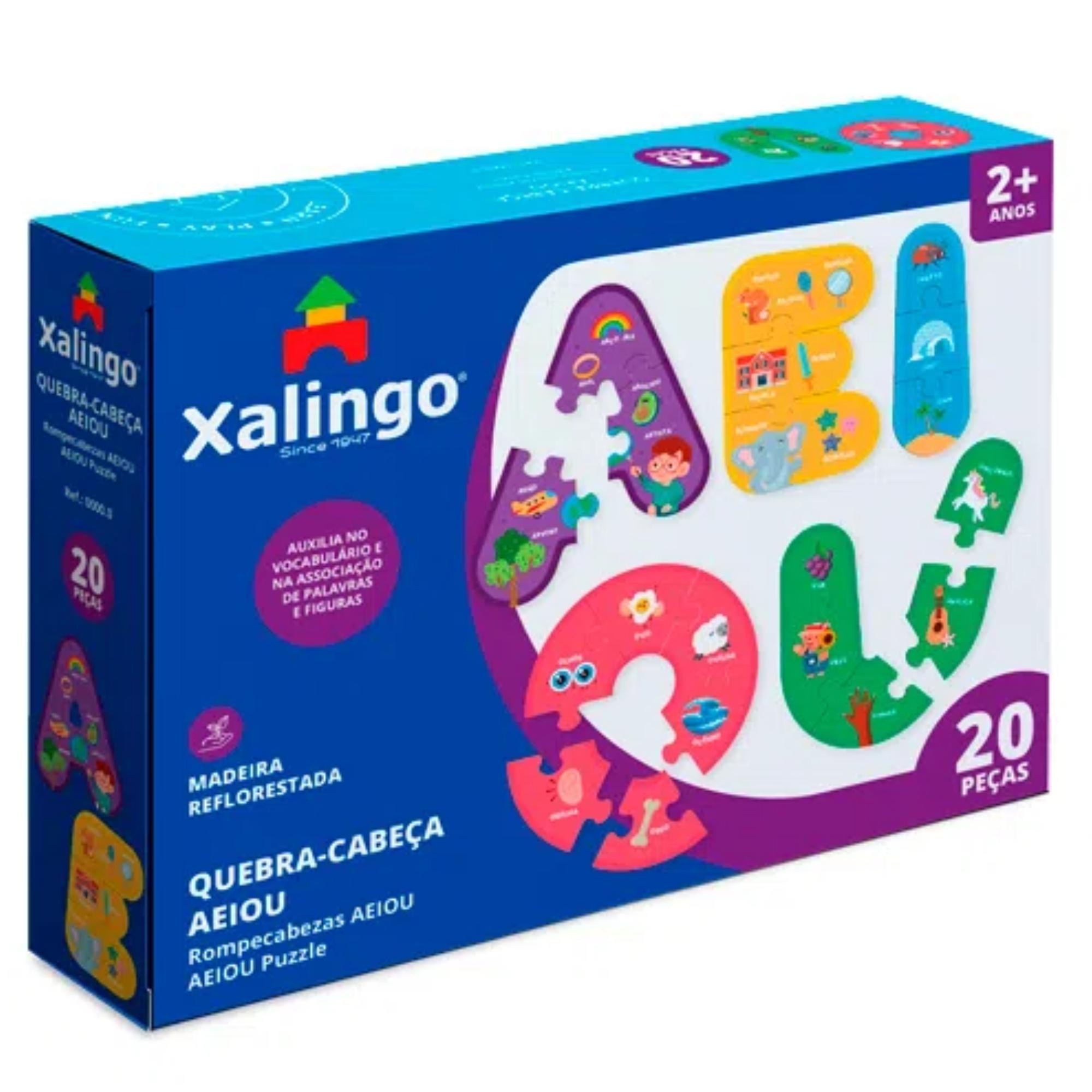 Quebra-Cabeça AEIOU 20 Peças Grandes para Crianças a partir de 2 Anos Xalingo - 17809q