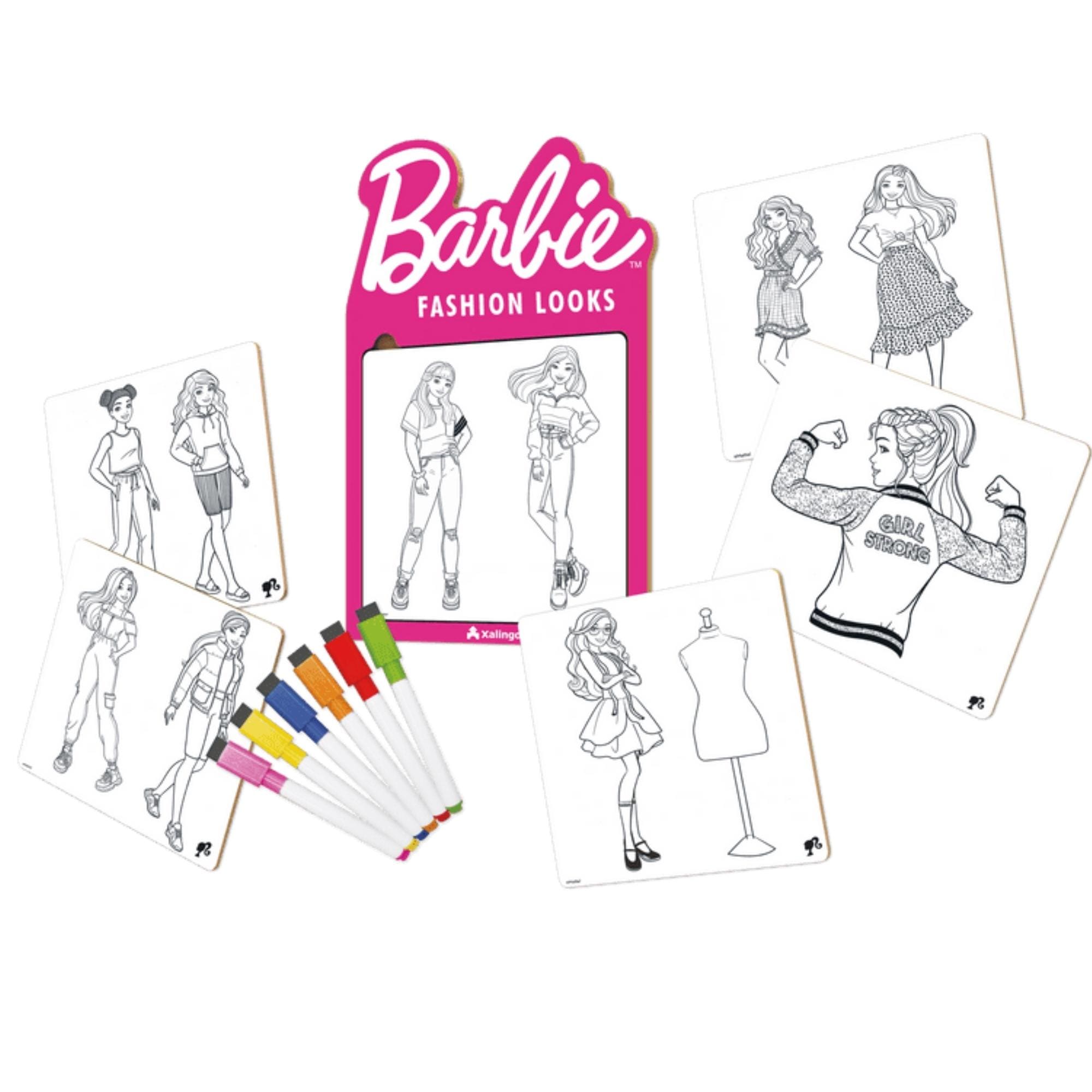 Quadro para Pintura da Barbie Fashion Looks com 6 Canetas com Apagador Xalingo - 23287