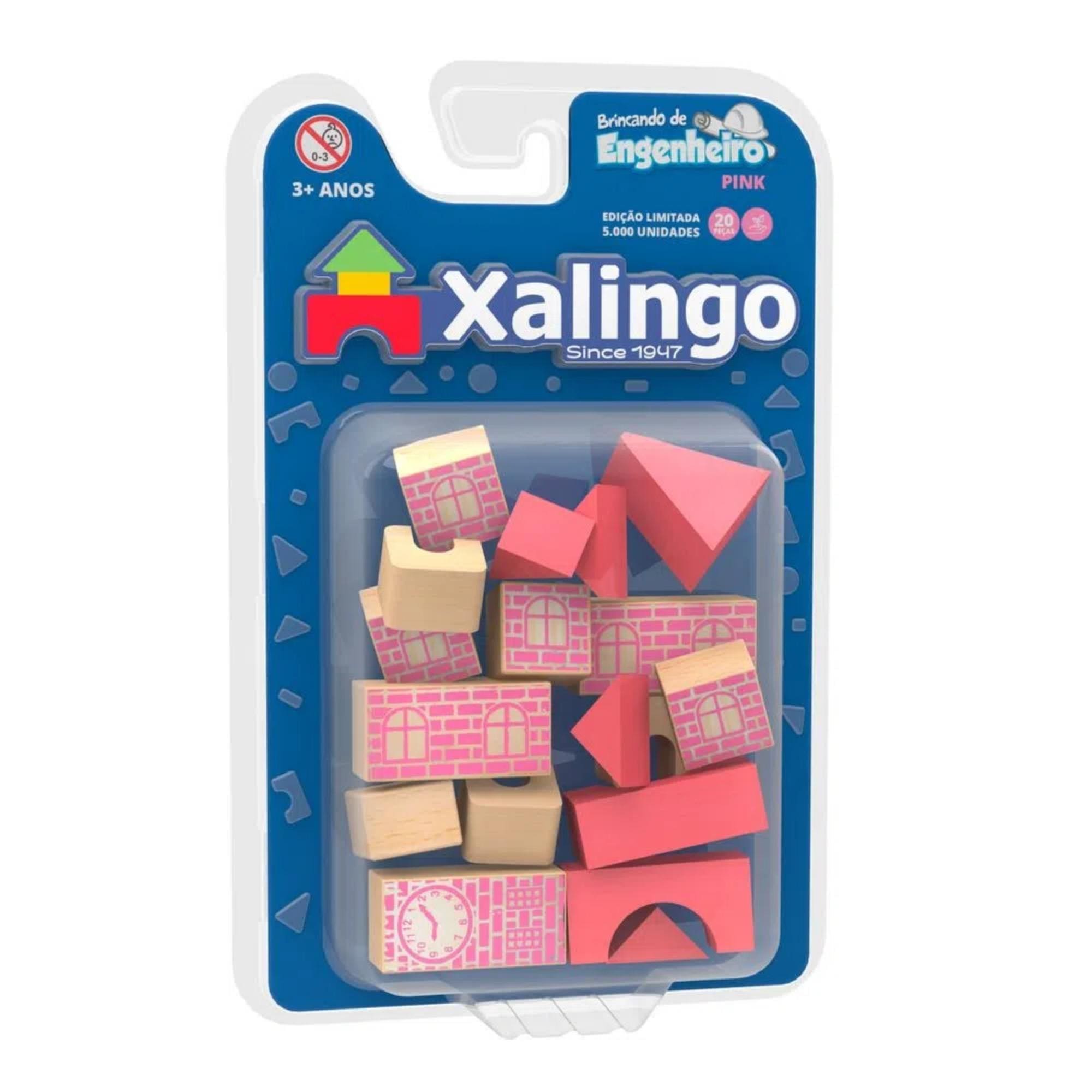 Brincando de Engenheiro Blocos de encaixar 20 Peças Rosa Xalingo - 54676