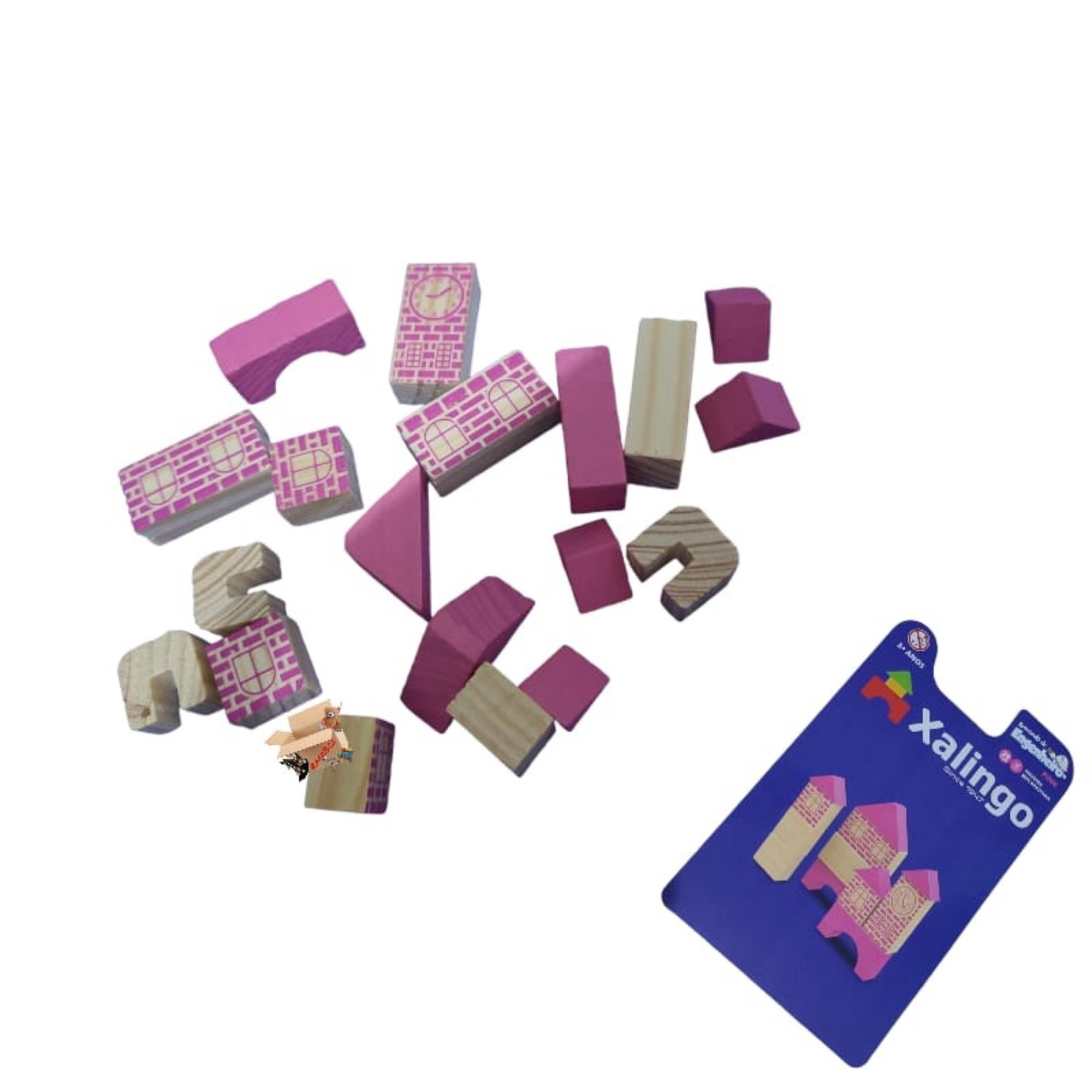 Brincando de Engenheiro Blocos de encaixar 20 Peças Rosa Xalingo - 54676