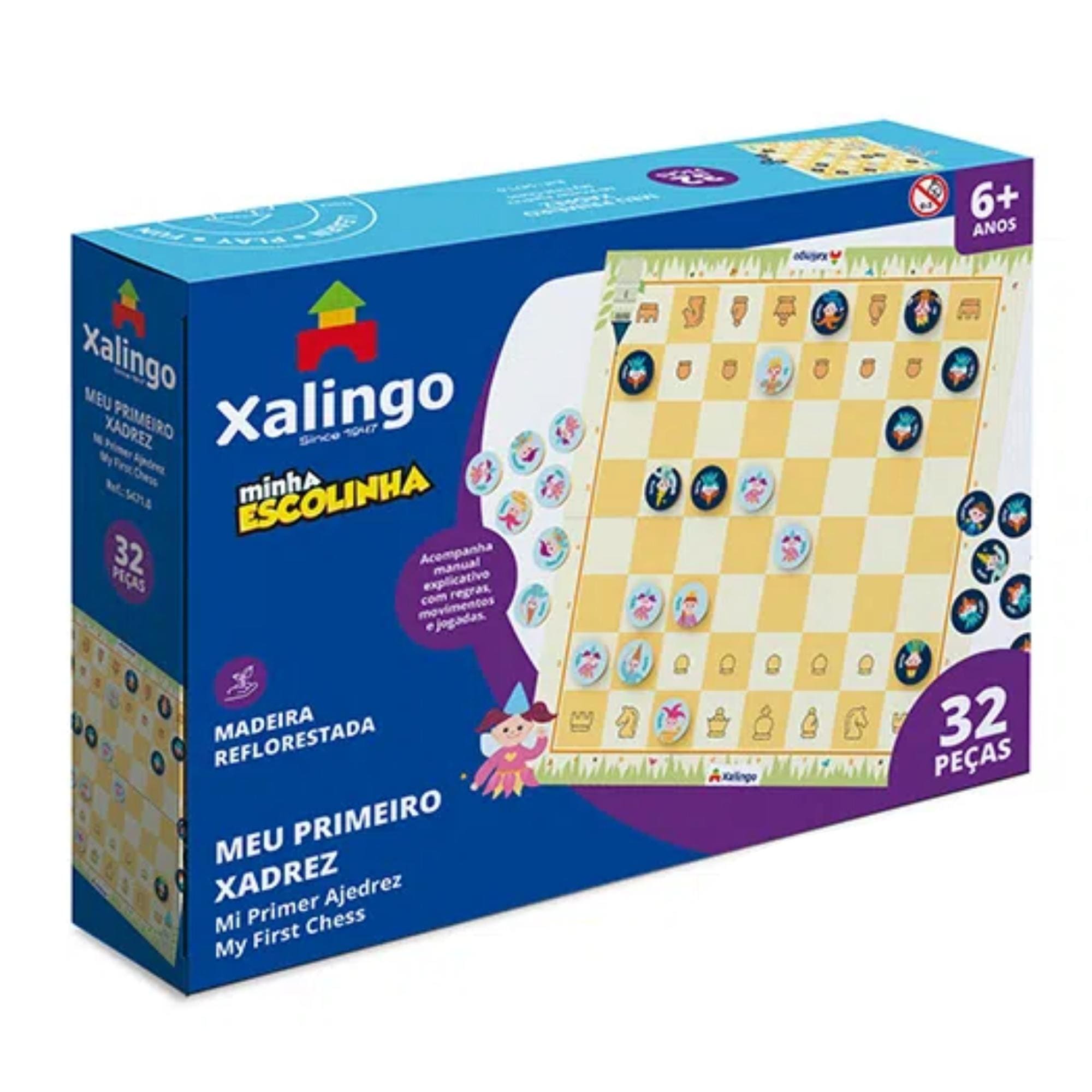 Jogo de Xadrez Meu Primeiro Xadrez com Tabuleiro Dobrável Xalingo 54710