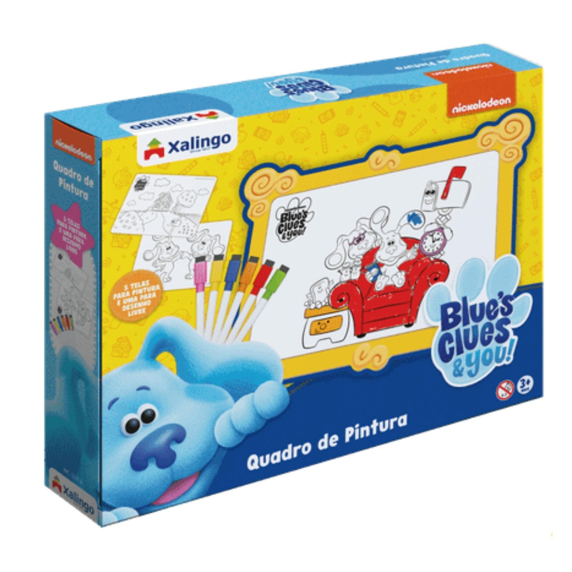 Quadro para Pintura do Blue's Clues c/ 6 Canetas e Apagador p/ Crianças 3+ Anos Xalingo -  55376