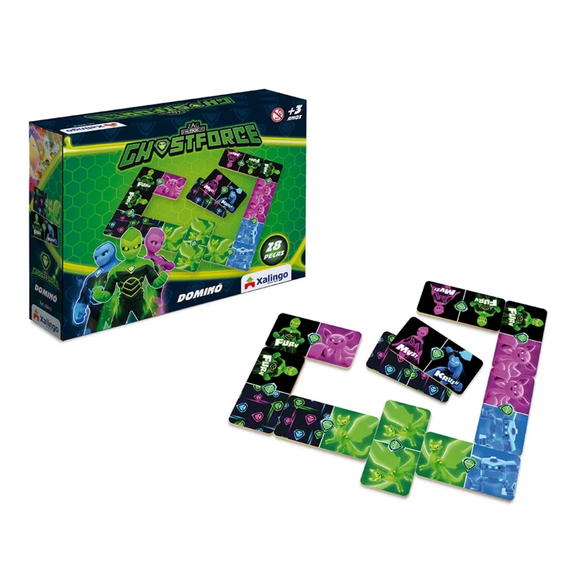 Dominó Ghostforce p/ Crianças 3+ Anos Desenvolve Atenção e Percepção Xalingo - 55443