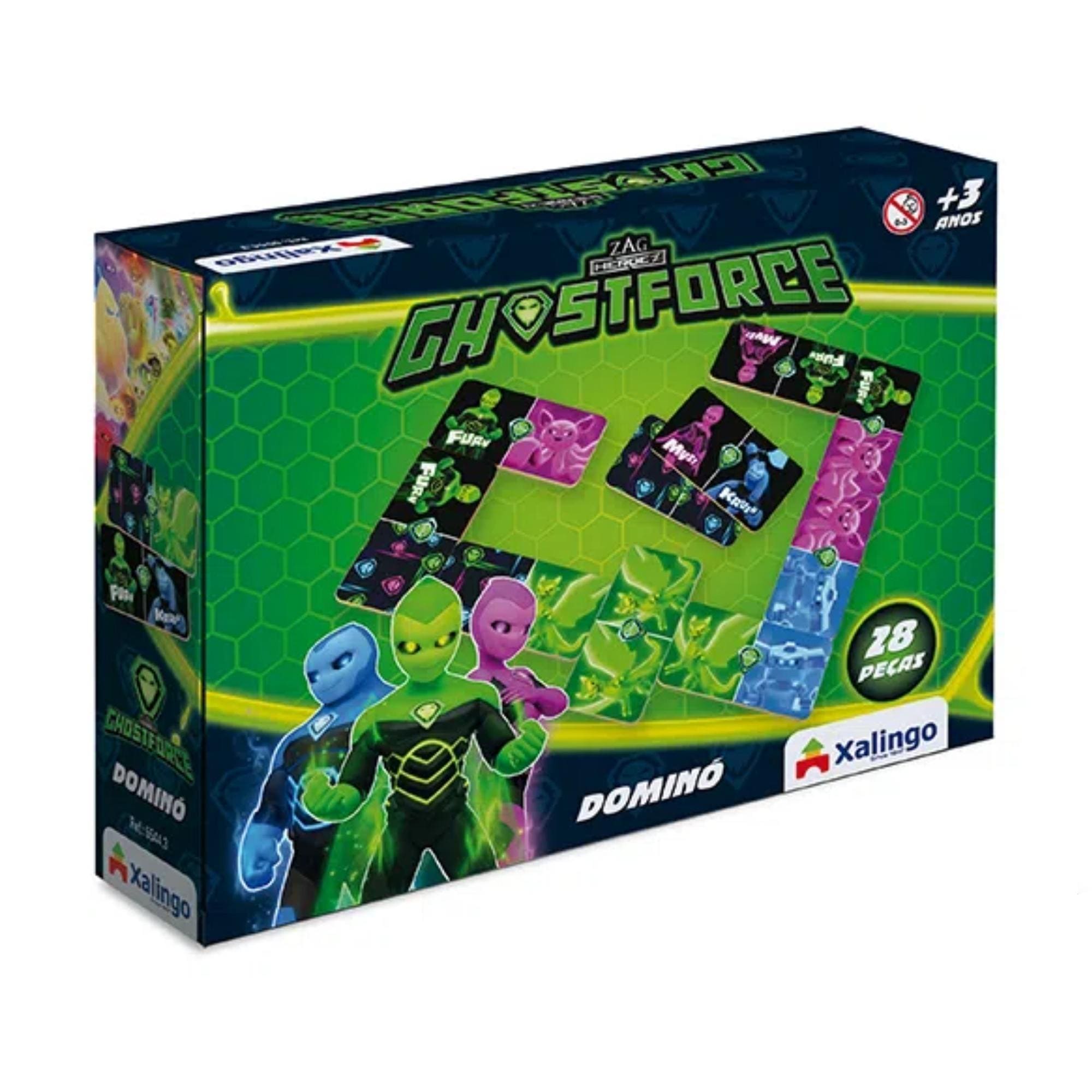 Dominó Ghostforce p/ Crianças 3+ Anos Desenvolve Atenção e Percepção Xalingo - 55443