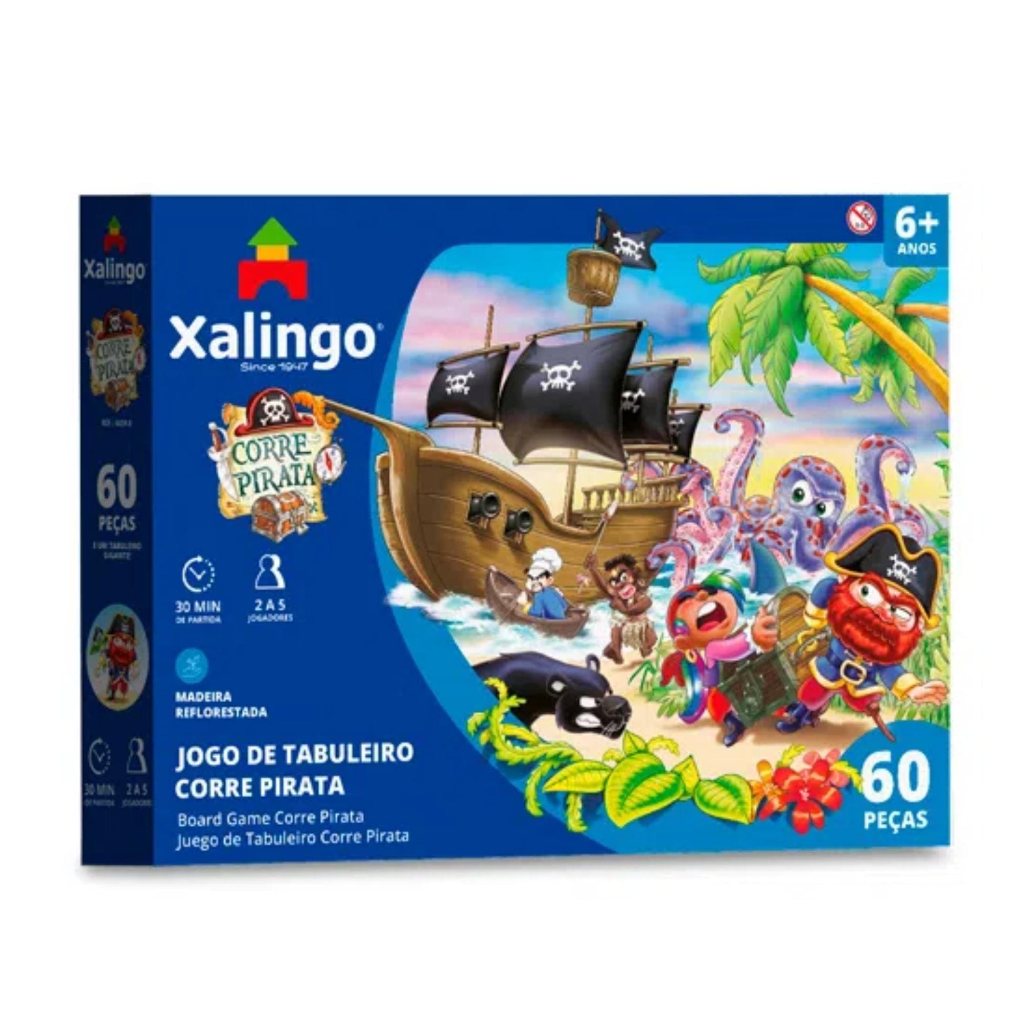 Jogo de Tabuleiro Corre Pirata 60 Peças para Crianças a Partir de 6 anos Xalingo - 60598