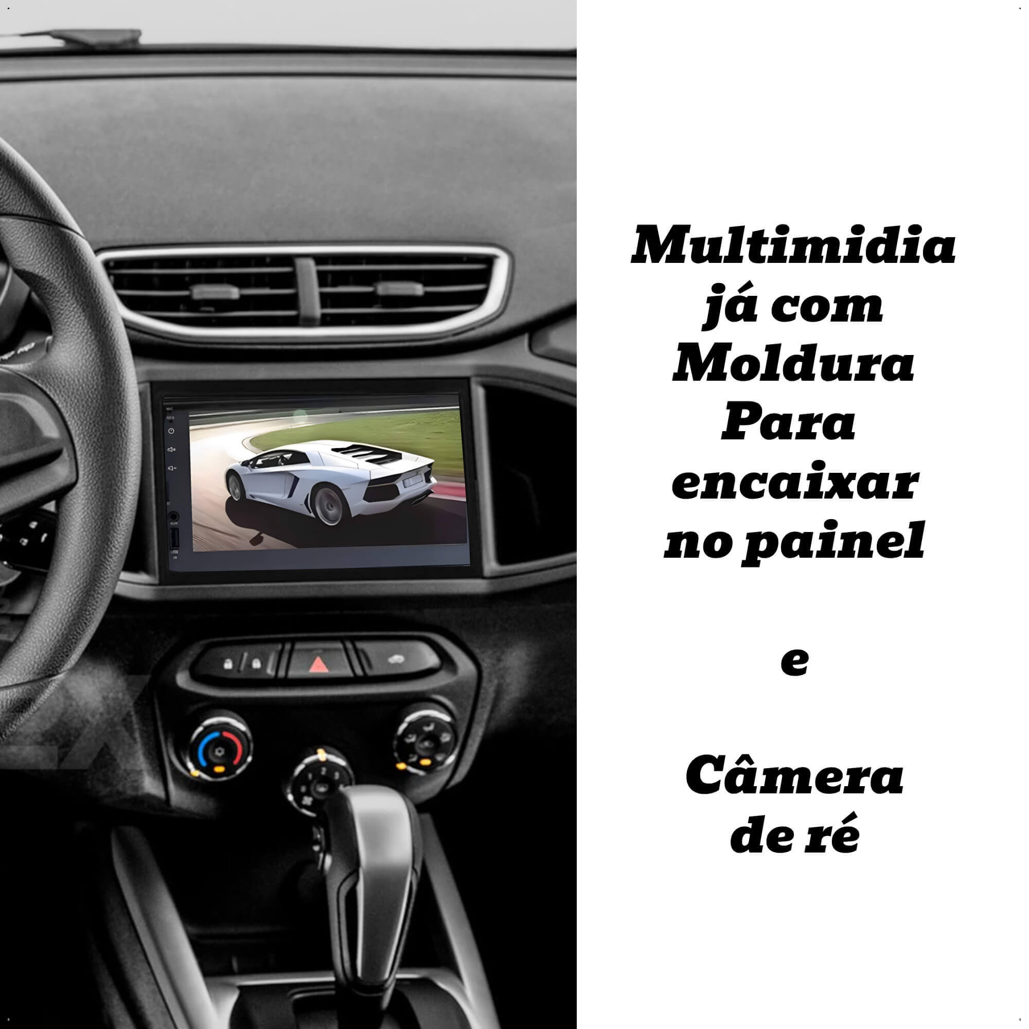 Kit Multimídia Onix Cobalt Prisma Spin MP5 H-Tech - HT-3000 + Moldura + Câmera de ré