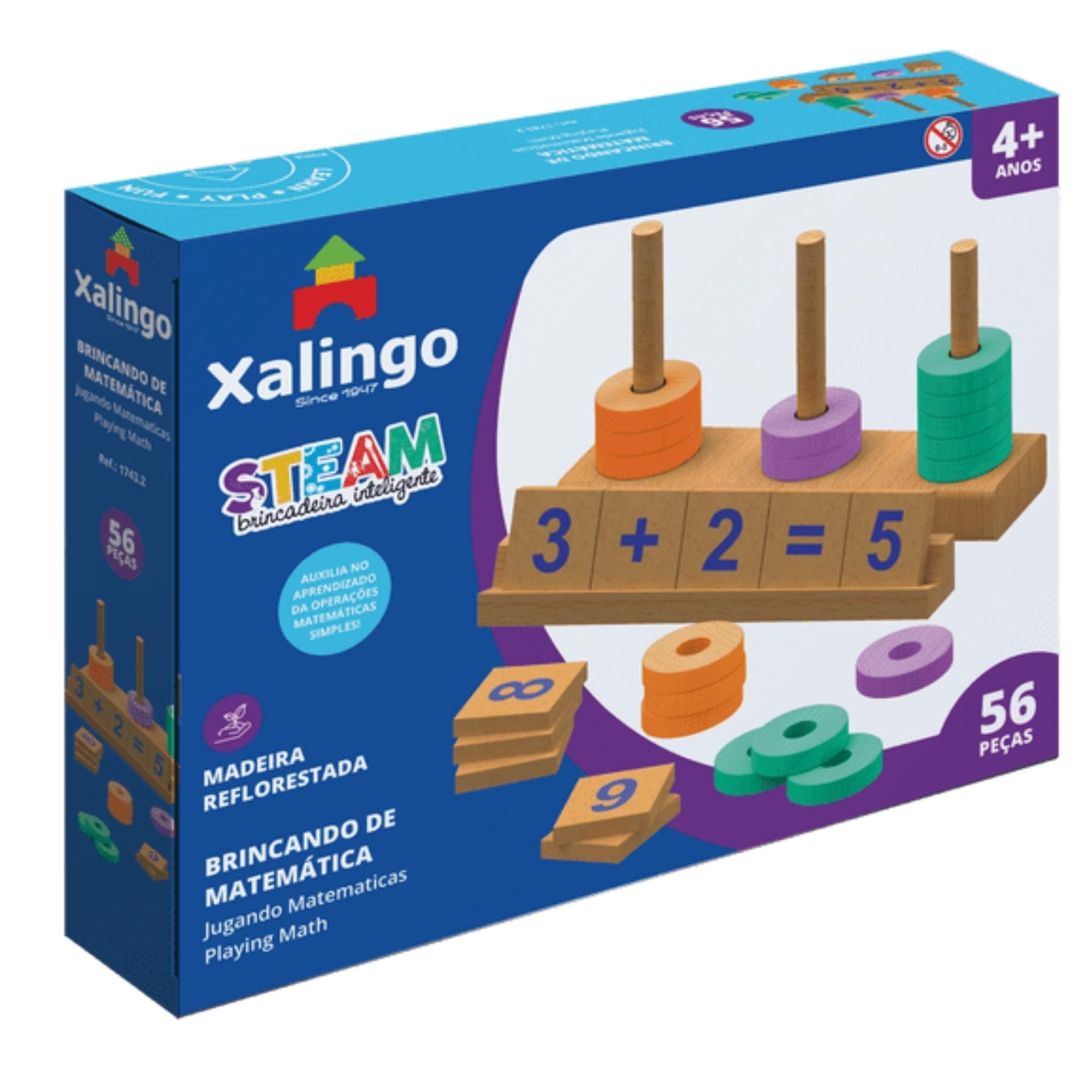 Steam Quebra-Cabeça Educativo Brincado Matemática p/ Crianças a Partir de 4 Anos Xalingo 17432