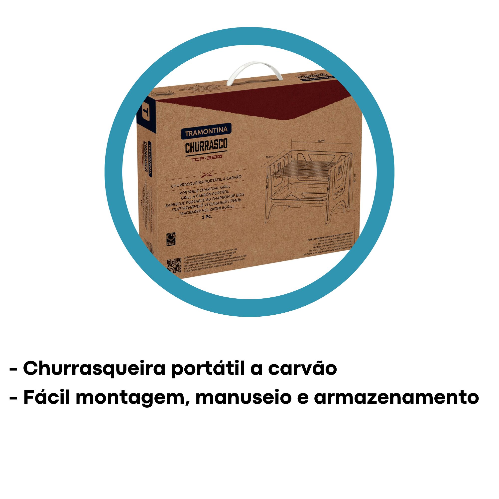 Churrasqueira Portátil TCP-380 à Carvão Capacidade até 1,5Kg Tramontina - 26500012