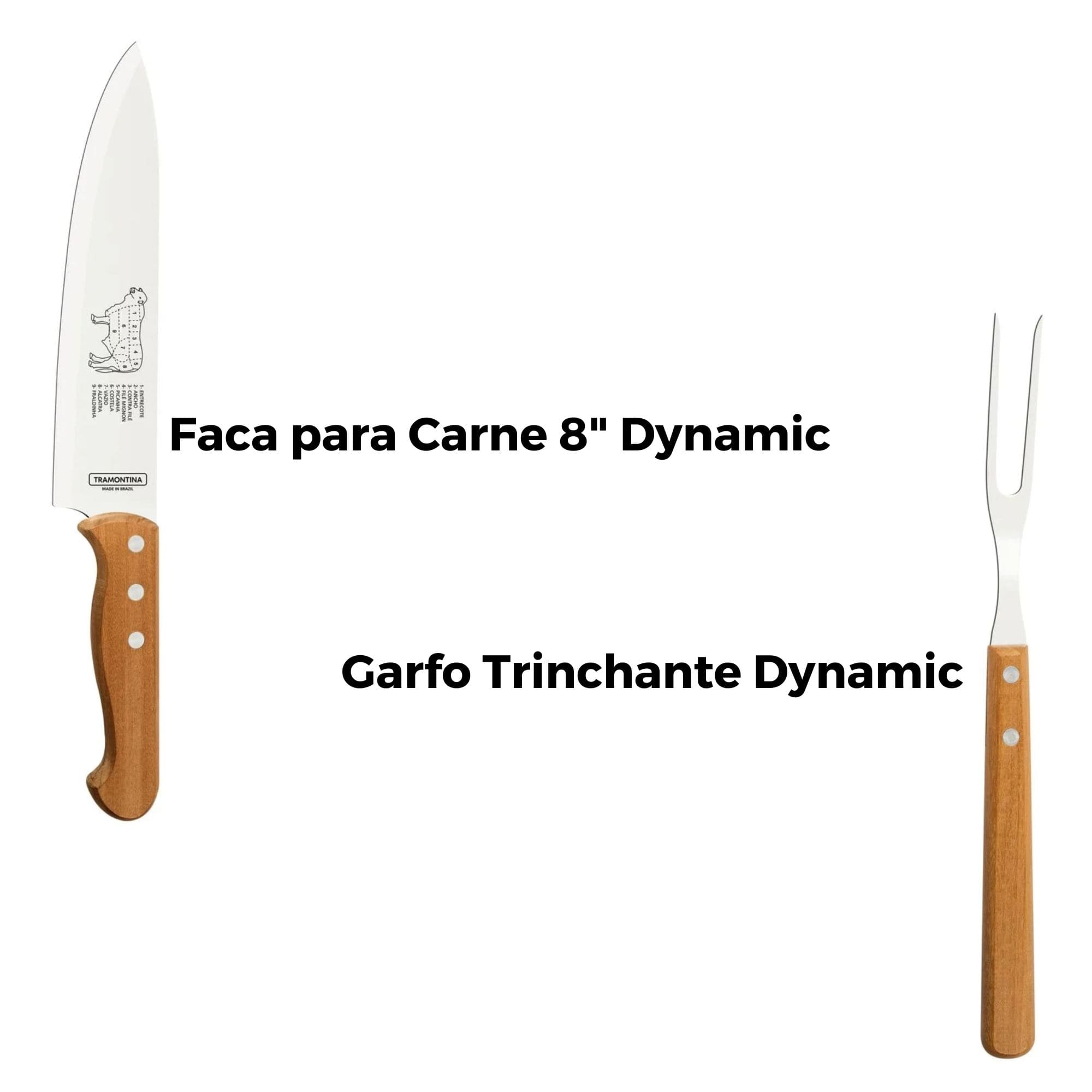 Jogo Trinchante Plenus com Lâminas em Aço Inox e Cabos de Madeira 2 Peças Tramontina - 22399074