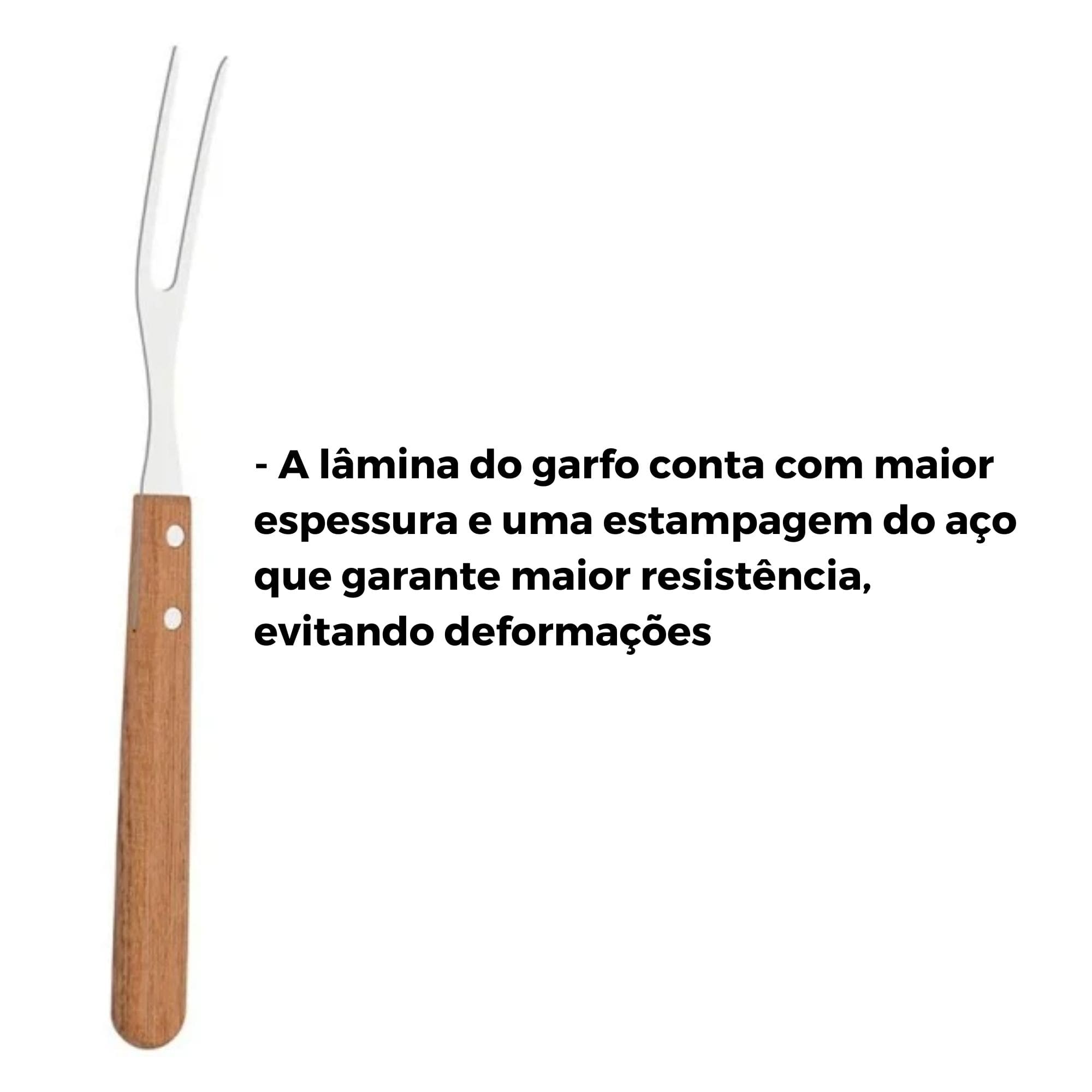 Kit Churrasco Lâmina Inox e Cabos em Madeira Natural 3 Peças Garfo Faca Tábua Tramontina 22399036