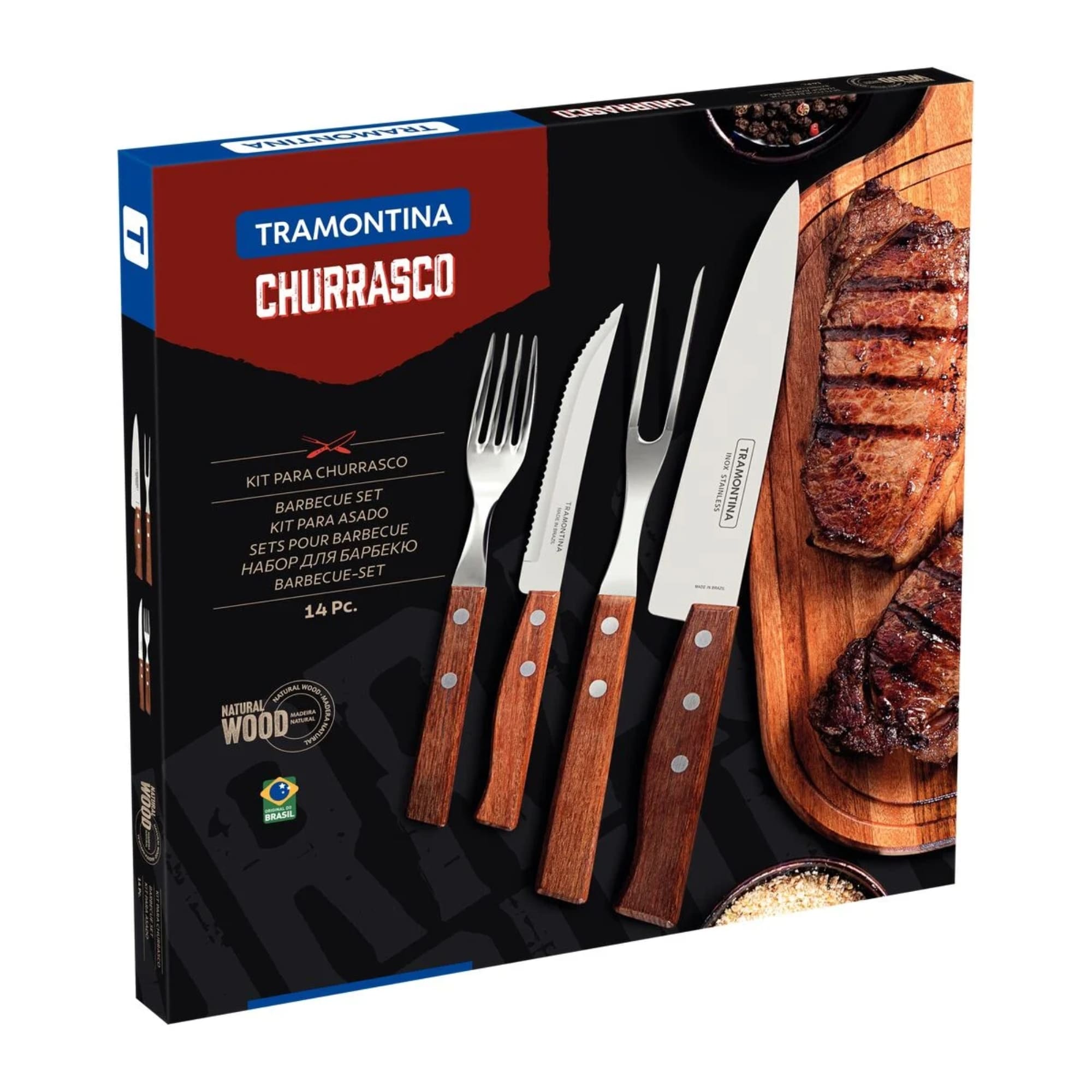 Jogo de Talheres para Churrasco com Lâminas de Aço Inox 14 Peças Tramontina - 22299011