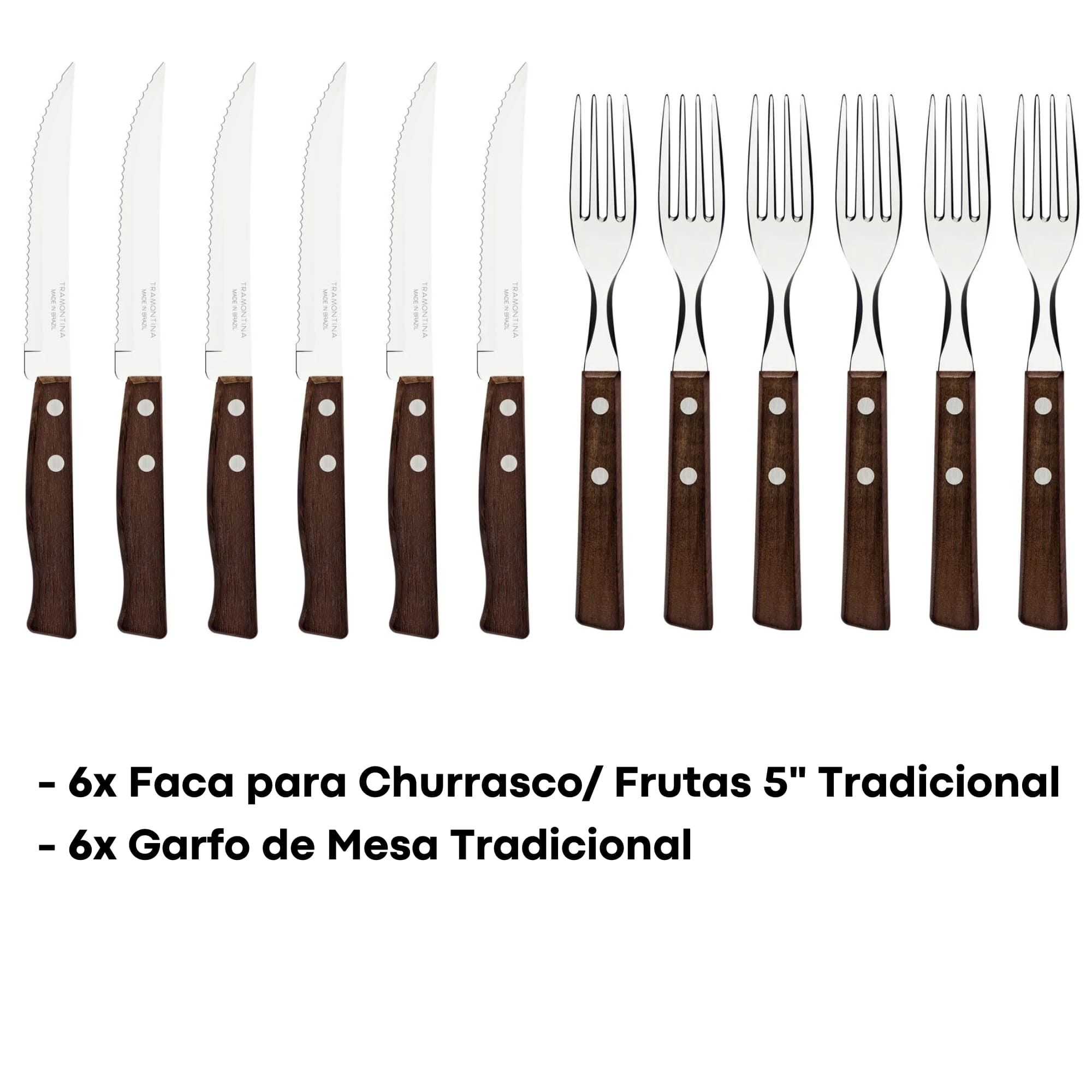 Jogo de Talheres para Churrasco com Lâminas de Aço Inox 14 Peças Tramontina - 22299011