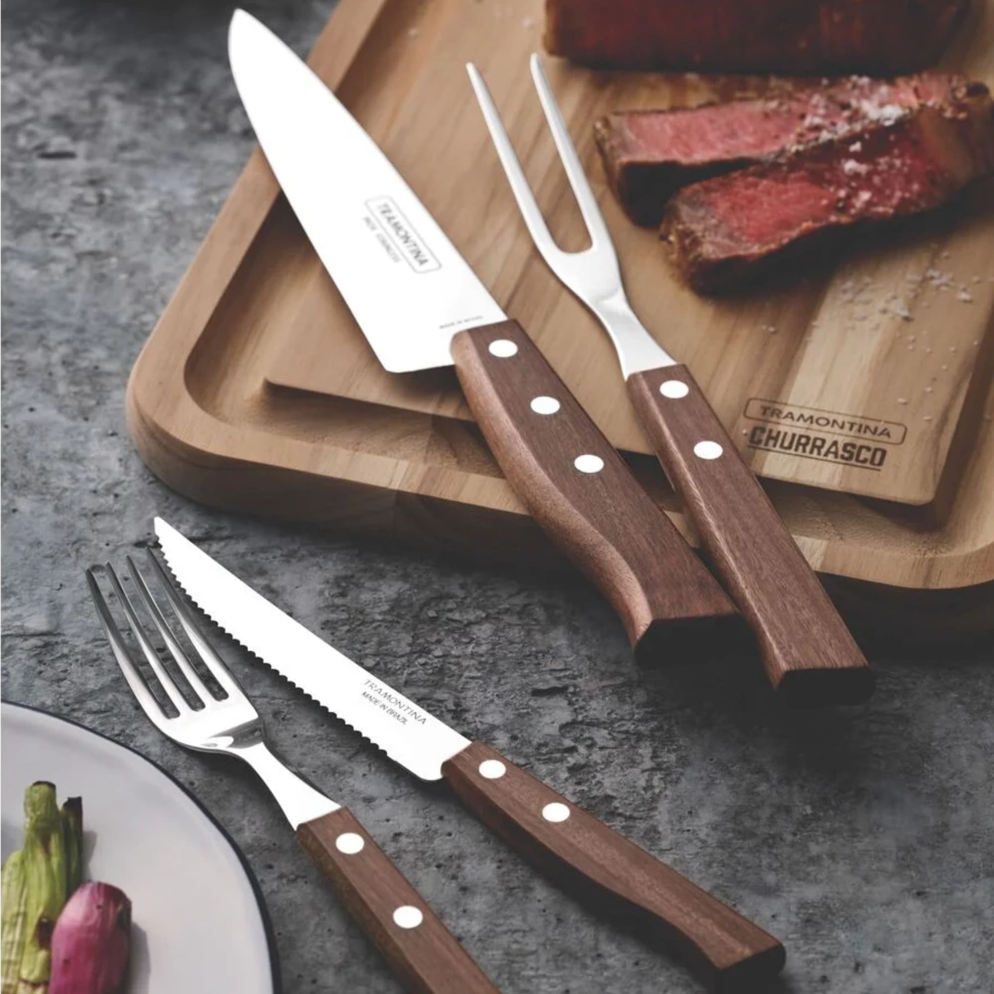 Jogo de Talheres para Churrasco com Lâminas de Aço Inox 14 Peças Tramontina - 22299011