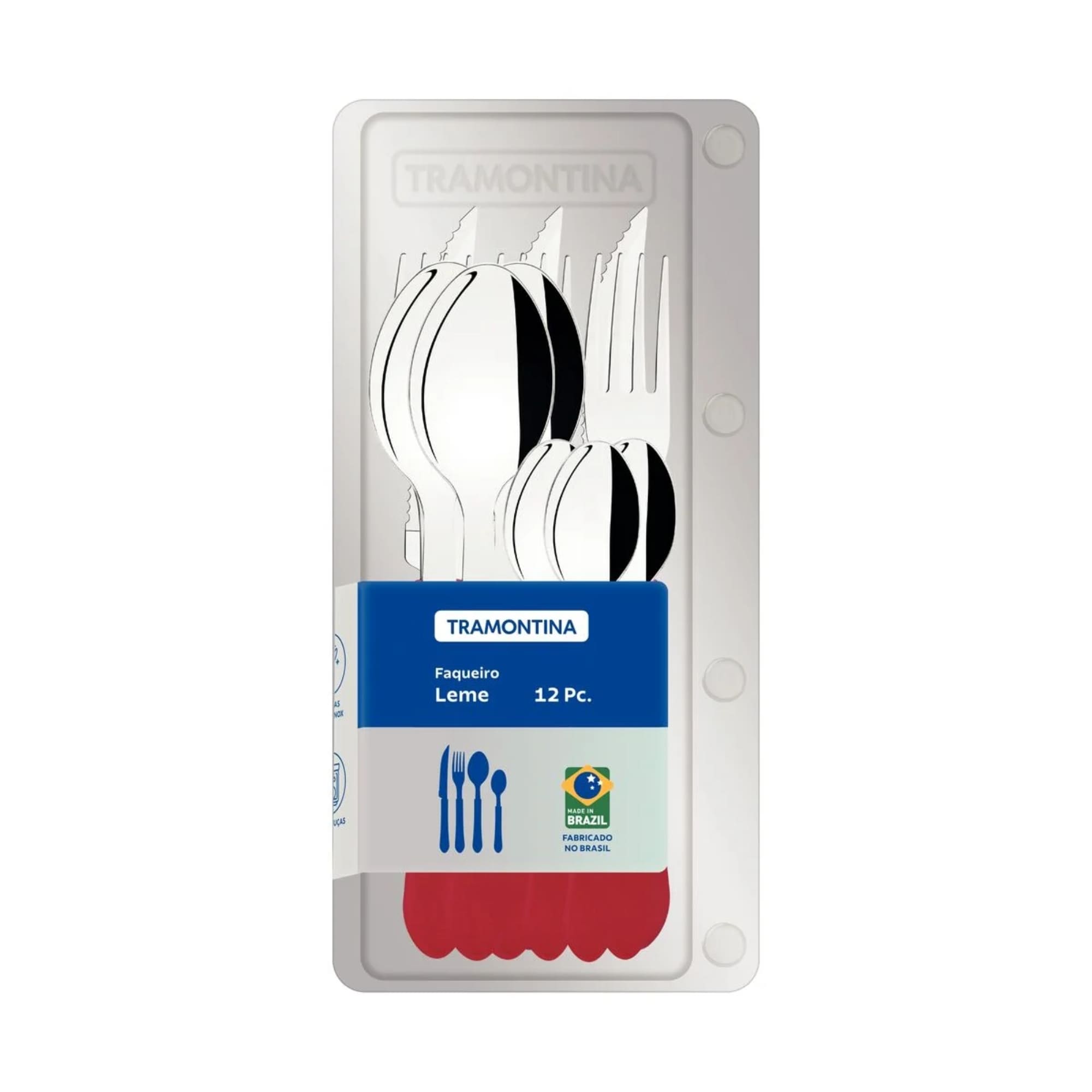Faqueiro Leme com Lâminas Aço Inox e Cabos de Polipropileno Vermelho 12 Peças Tramontina - 23198715