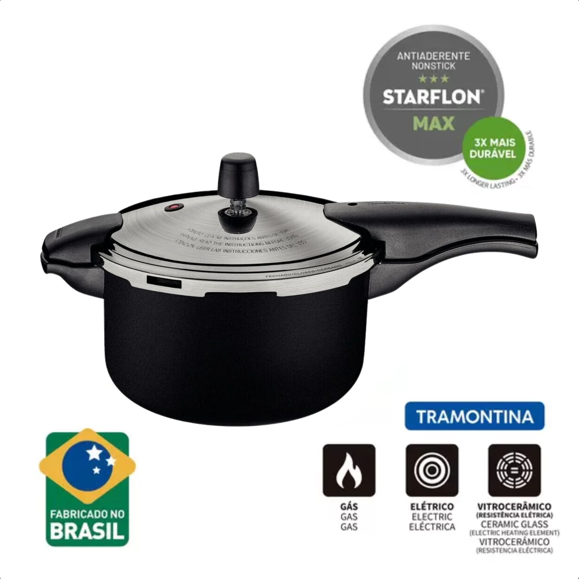 Panela de Pressão Vancouver Effect em Alumínio Antiaderente 24cm 6L Tramontina - 20592424