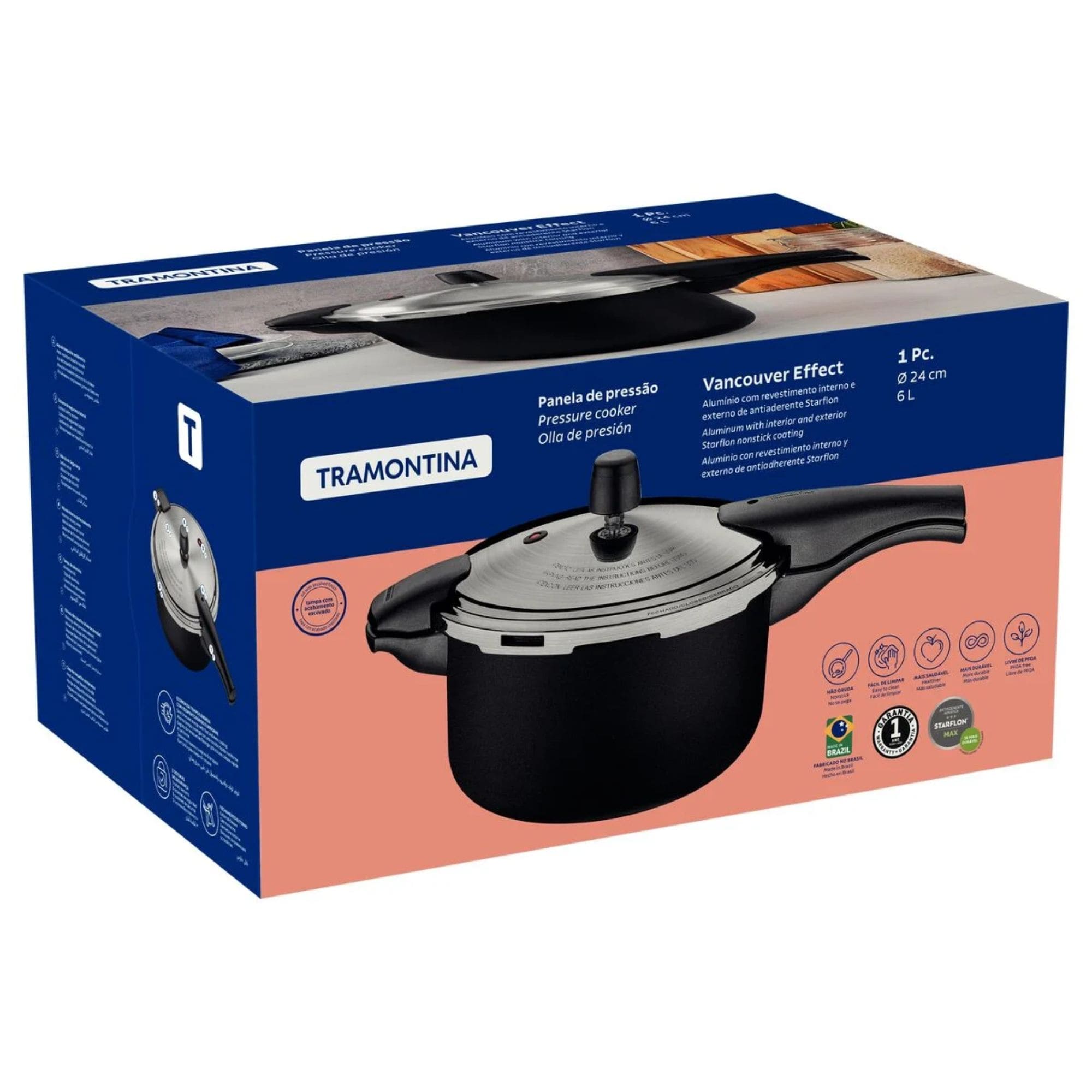Panela de Pressão Vancouver Effect em Alumínio Antiaderente 24cm 6L Tramontina - 20592424