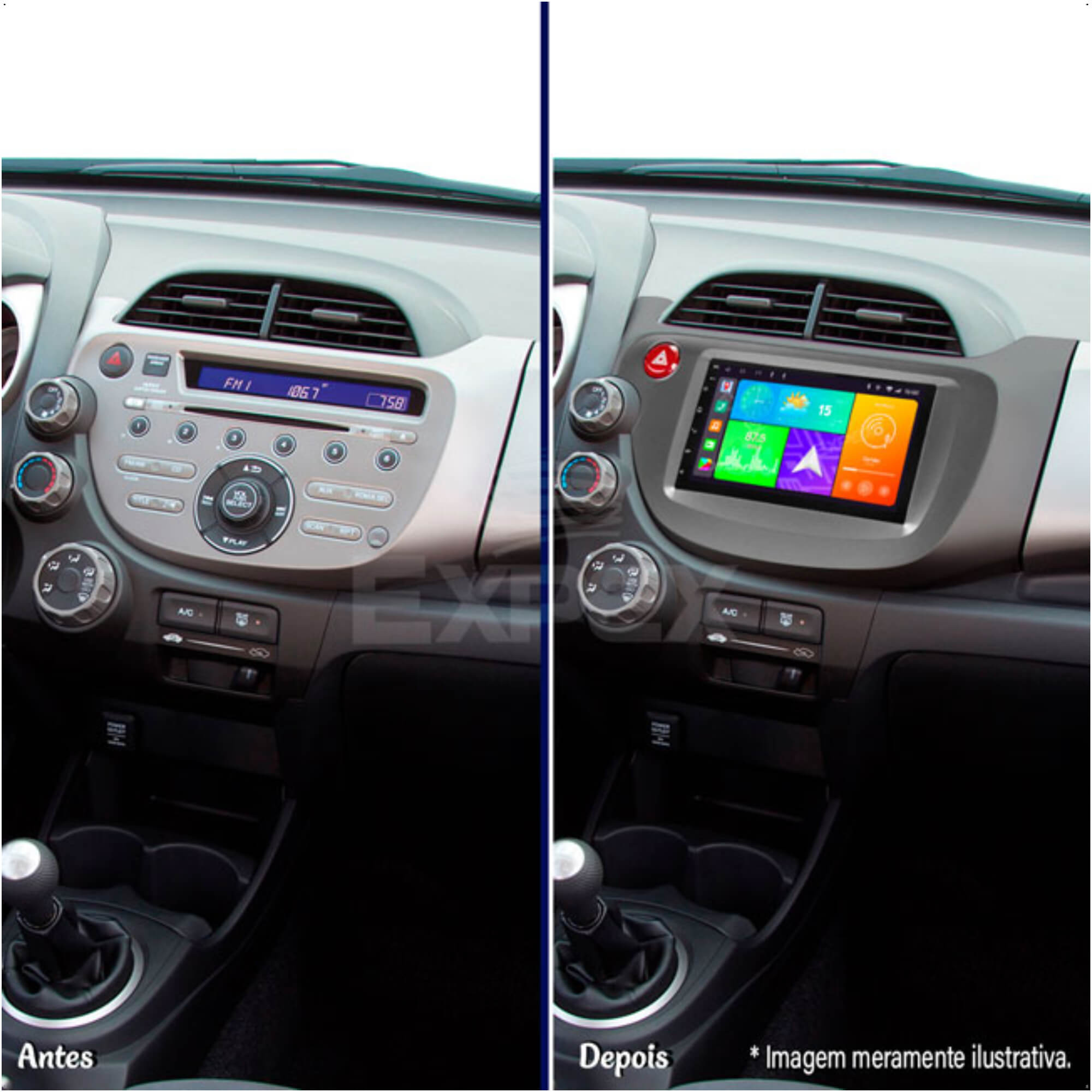 COMP Kit Central Multimídia 2 Din Pioneer DMH-Z5380TV Fit New Fit 2009 2010 2011 2012 2013 2014 Moldura + Câmera Chicote