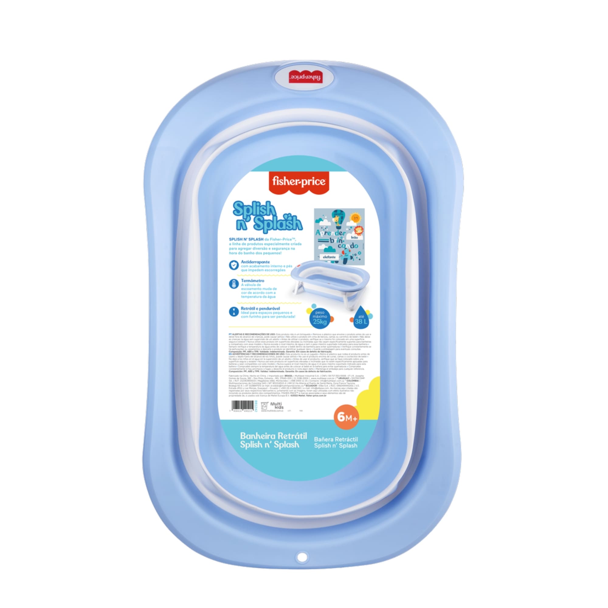 Banheira Retratil Azul Splish N' Splash p/ Crianças A partir 6 Meses Multikids Baby - BB1242