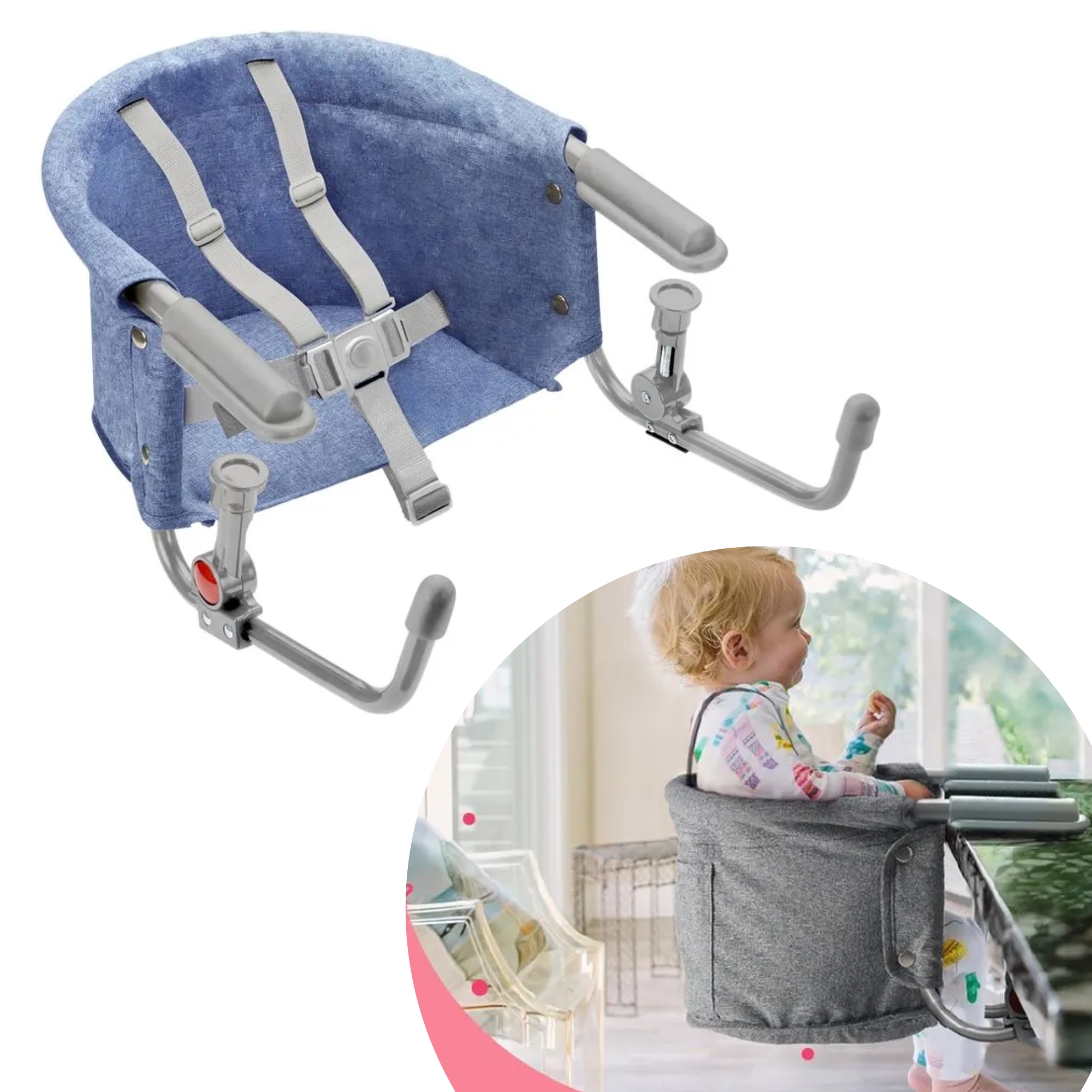 Cadeira de Alimentação p/ Bebe Encaixe em Mesa Azul 6 meses 15 Kg Multikids Baby - BB377