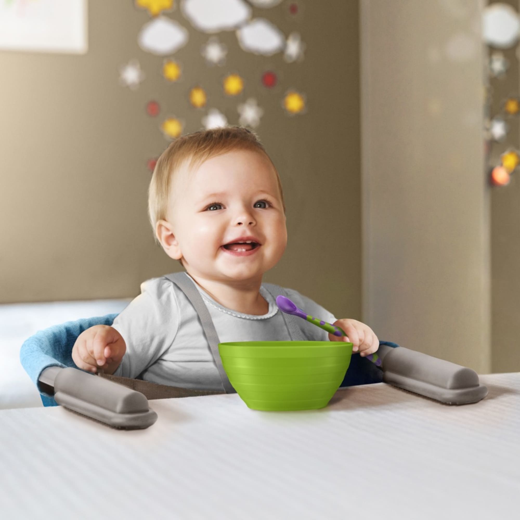 Cadeira de Alimentação p/ Bebe Encaixe em Mesa Azul 6 meses 15 Kg Multikids Baby - BB377