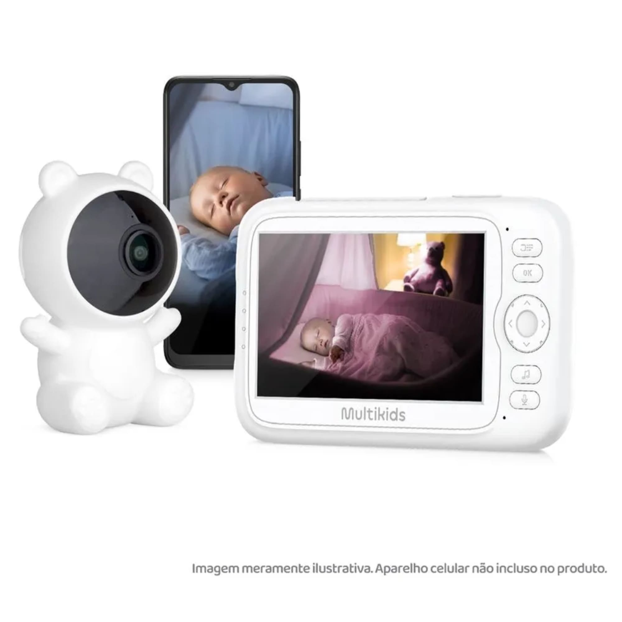 Babá Eletrônica Branca Peek-a-Boo Dual Monitor e Aplicativo Apenas para Uso Adulto Multikids - BB491