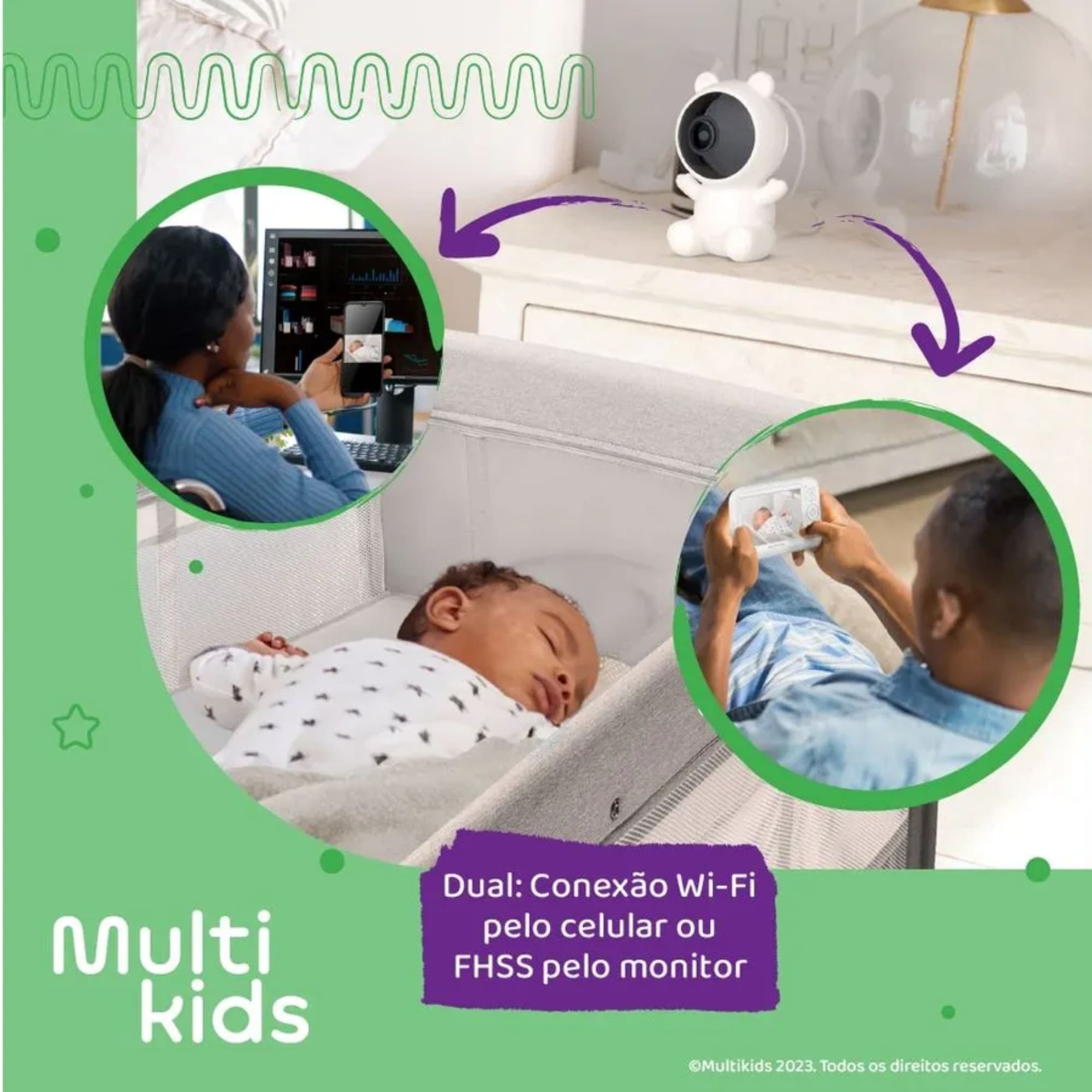 Babá Eletrônica Branca Peek-a-Boo Dual Monitor e Aplicativo Apenas para Uso Adulto Multikids - BB491