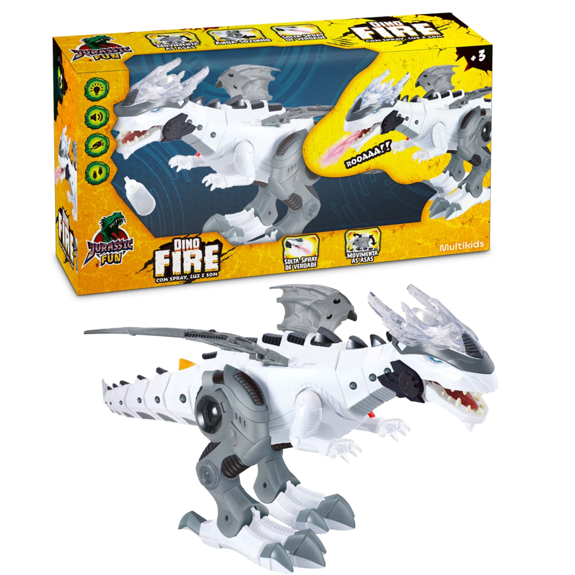 Brinquedo Dinossauro Jurassic Fun Dino Fire para Crianças a Partir de 3 Anos Multikids - BR1770