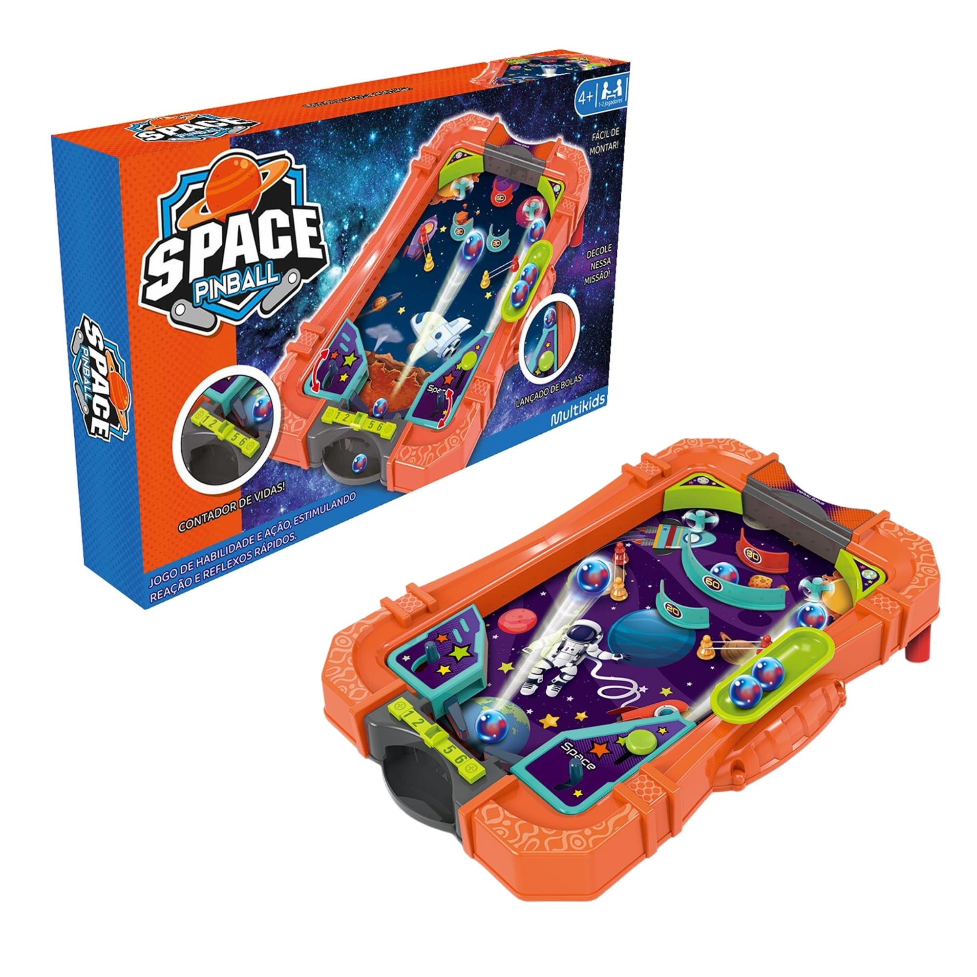 Jogo Space Pinball Personalizável de 2 ou Mais Jogadores Multikids - BR2014