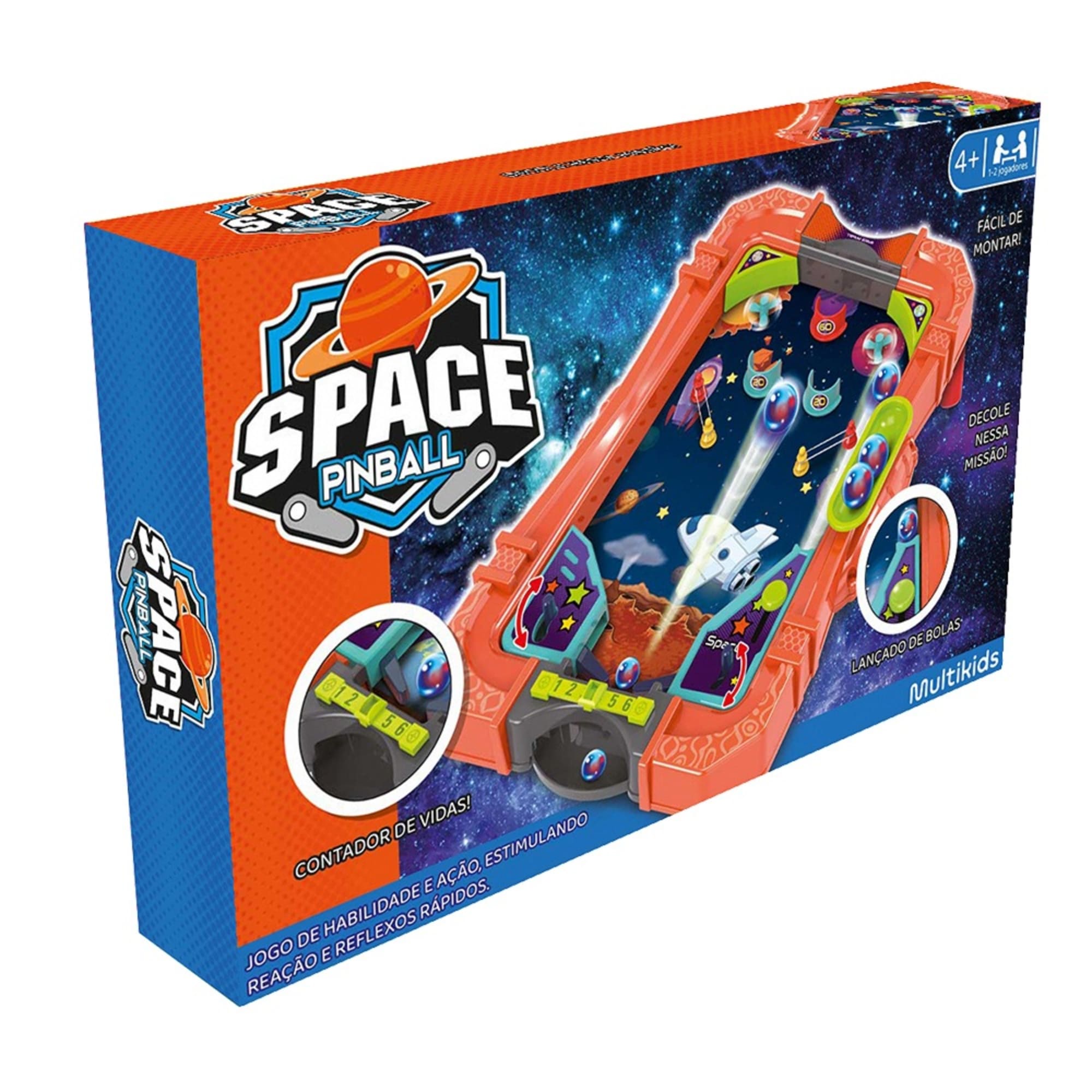 Jogo Space Pinball Personalizável de 2 ou Mais Jogadores Multikids - BR2014