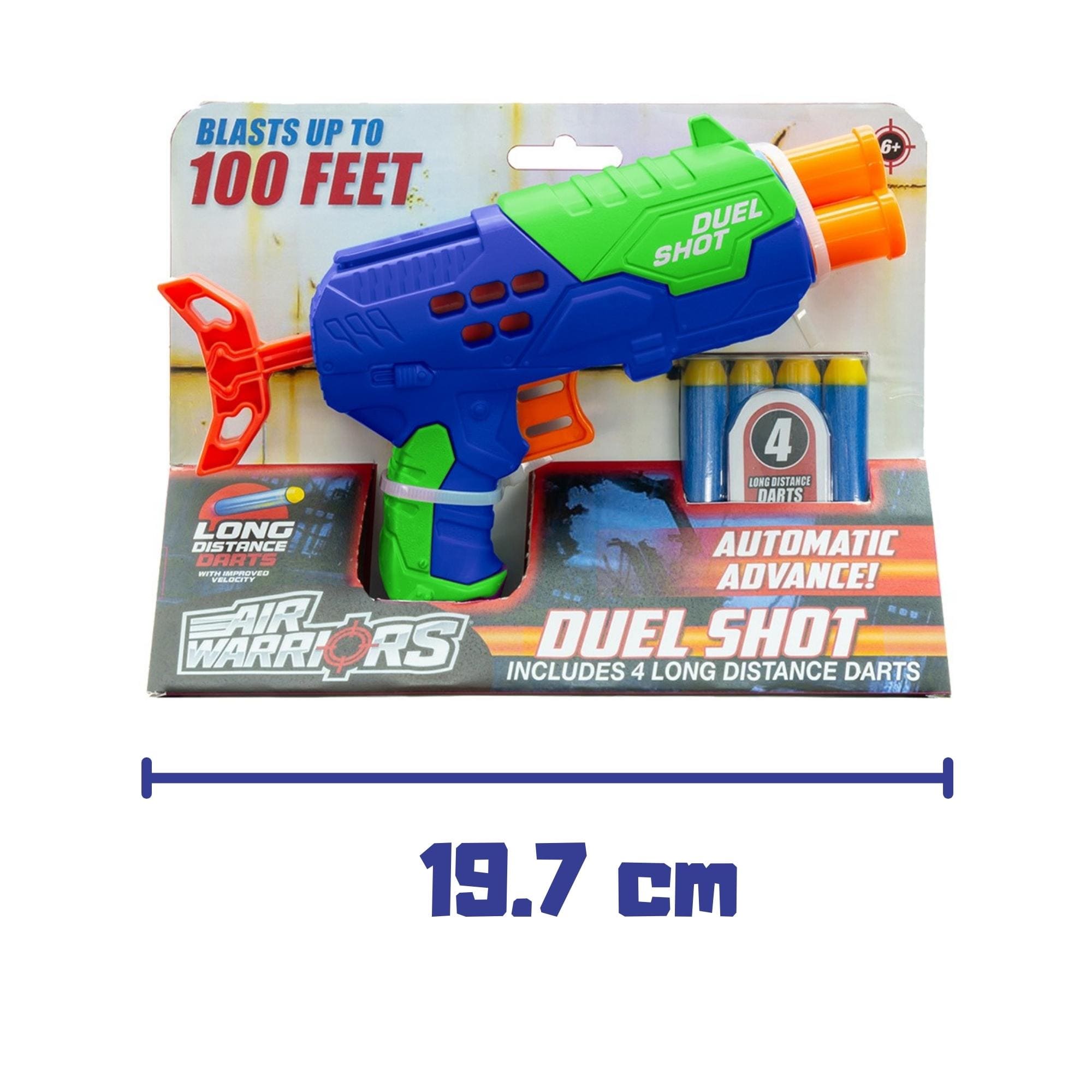 X-Target Duel Shot com 4 Dardos Azul Alcance de 25m Multikids - BR2025
