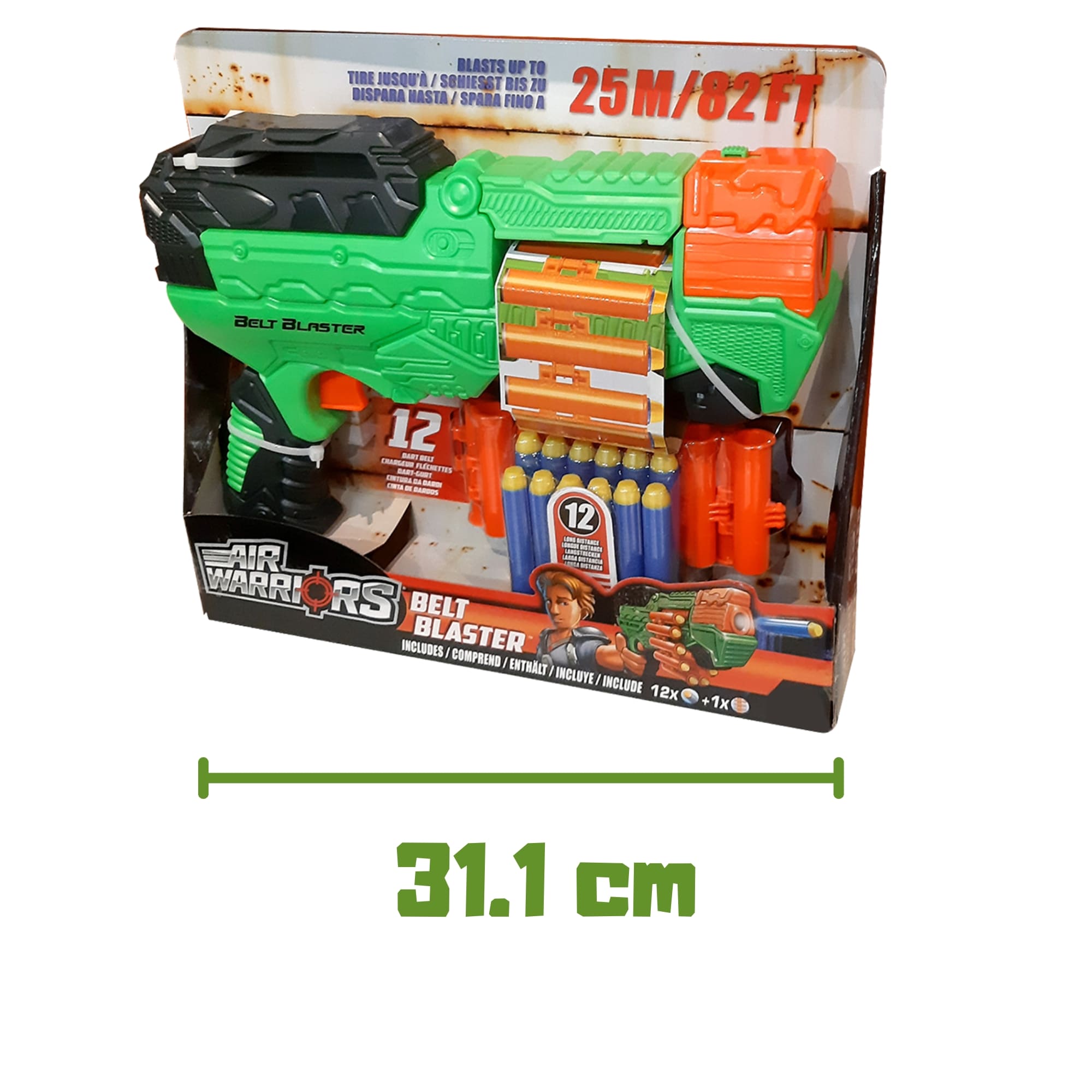 X-Target Automático Belt Blaster c/ 12 Dardos Verde Alcance de 25m Multikids - BR2028